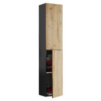 Hochschrank Lendas anthrazit Eiche Honig Nachbildung B/H/T: ca. 33x150x22 cm Lendas - Eiche/anthrazit (33,00/150,00/22,00cm) - VCM Möbel