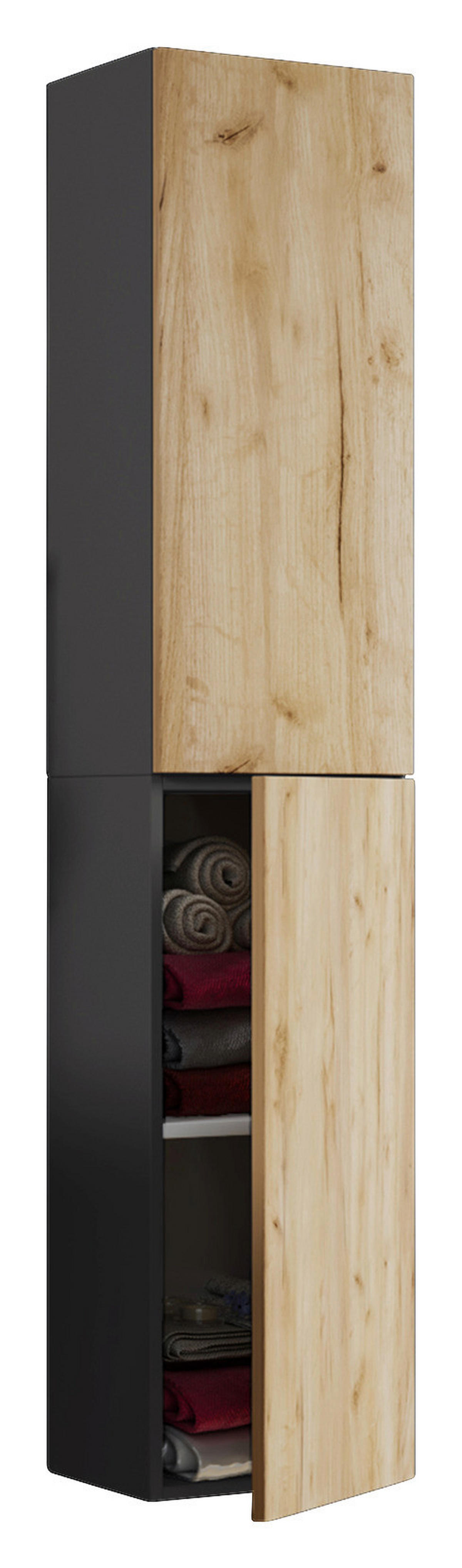 Hochschrank Lendas anthrazit Eiche Honig Nachbildung B/H/T: ca. 33x150x22 cm Lendas - Eiche/anthrazit (33,00/150,00/22,00cm) - VCM Möbel