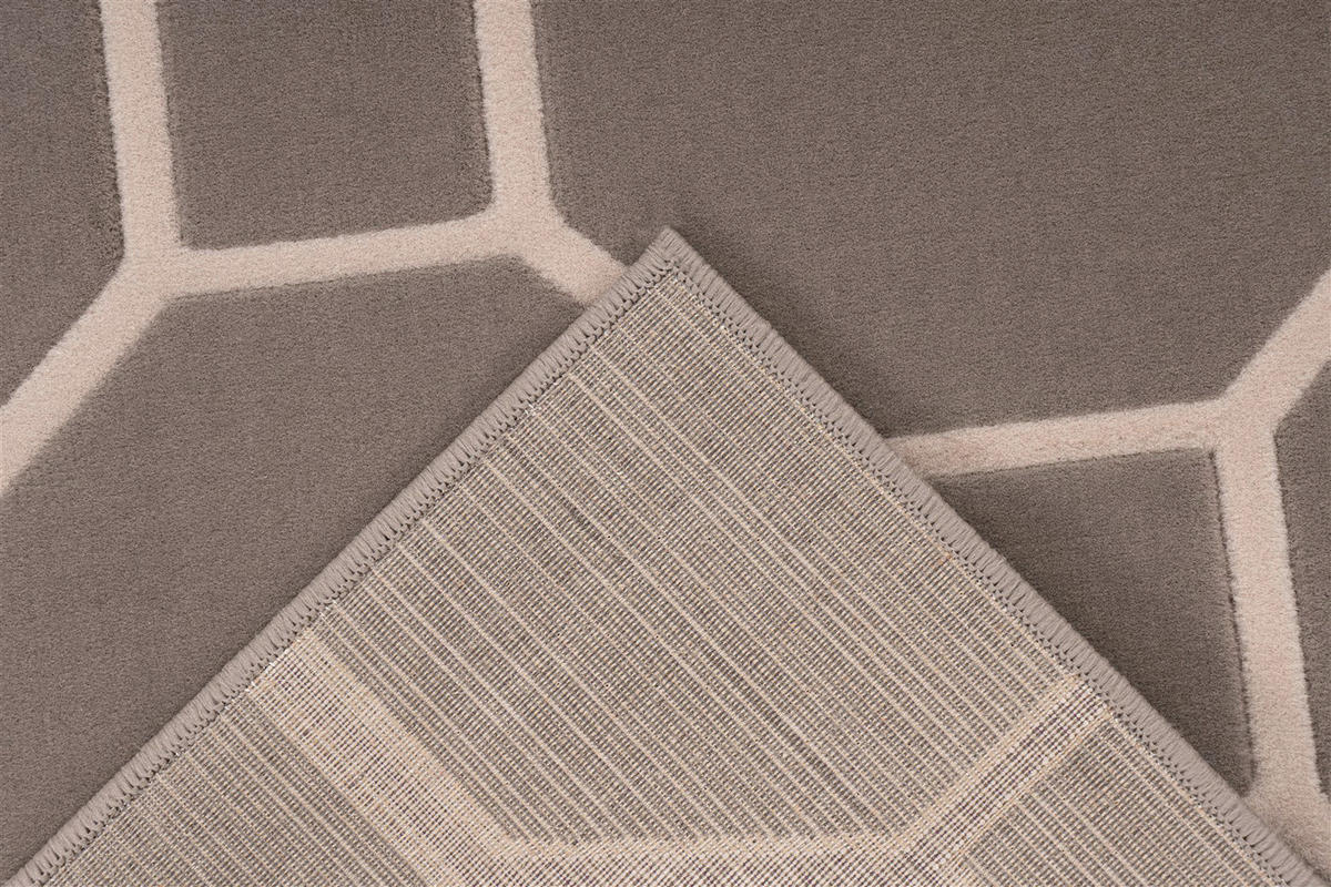 Kayoom Kurzflorteppich Lina 125 taupe B/L: ca. 80x300 cm Lina 125 - taupe/elfenbein (80,00/300,00cm) - Kayoom