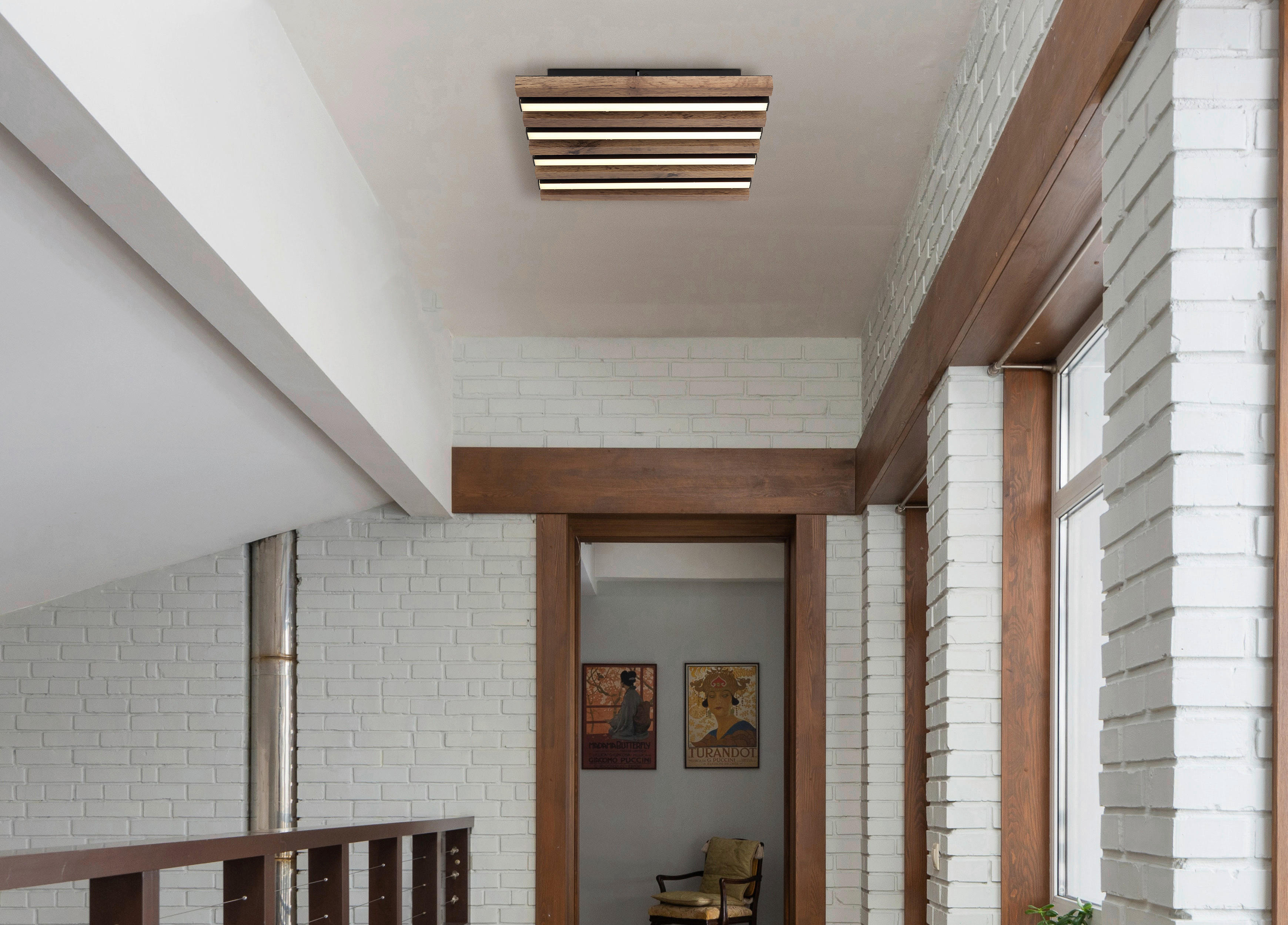 GLOBO LED-Deckenleuchte HAYDEN 67347D1 schwarz Kunststoff Metall MDF B/H/L: ca. 30x5x30 cm 1 Brennstellen HAYDEN - schwarz (30,00/30,00/5,00cm) - GLOBO