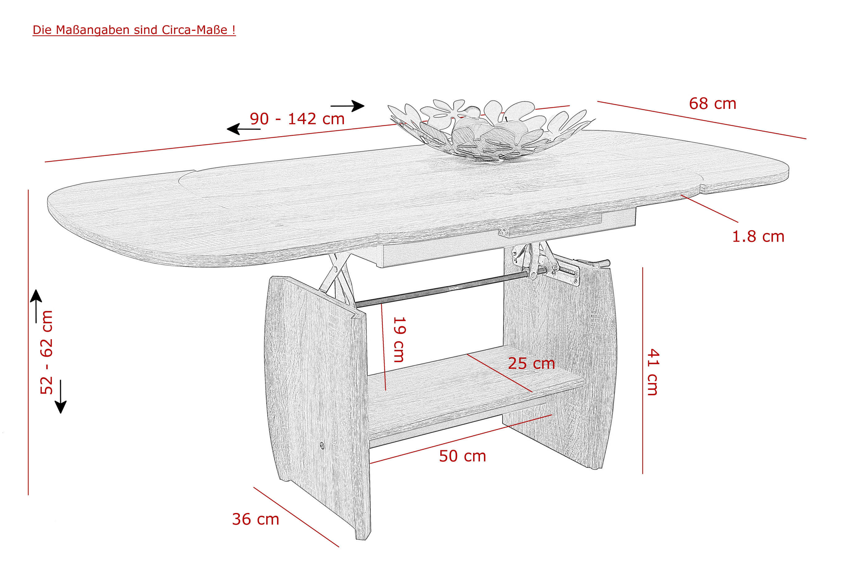 Couchtisch MICHAEL III Eiche Sonoma Nachbildung B/H/T: ca. 90x52x68 cm MICHAEL III - Eiche (90,00/52,00/68,00cm) - Hela