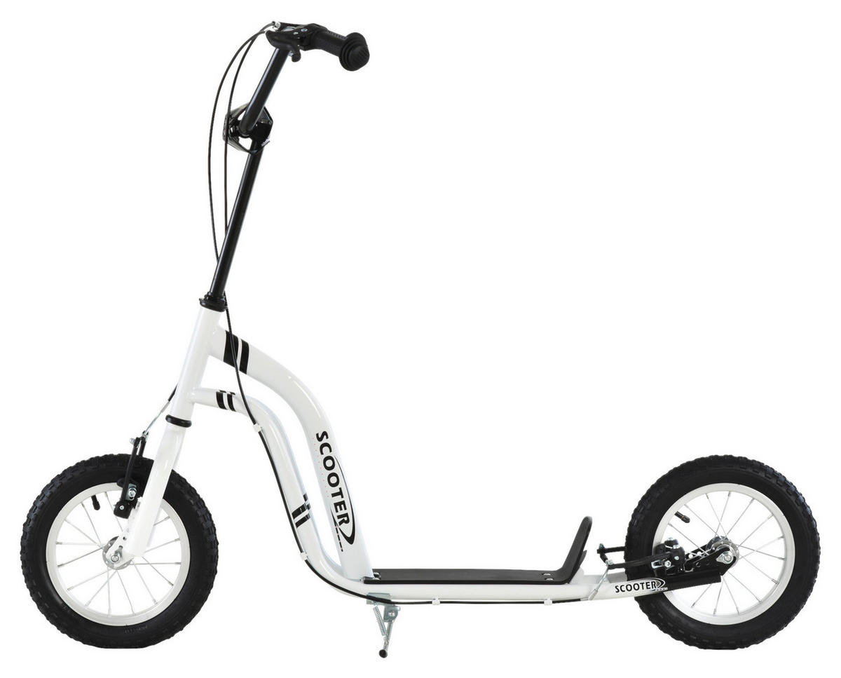 HOMCOM Tretroller weiß B/H/L: ca. 58x85x120 cm Tretroller_mit_Handbremse - weiß (120,00/58,00/85,00cm) - HOMCOM