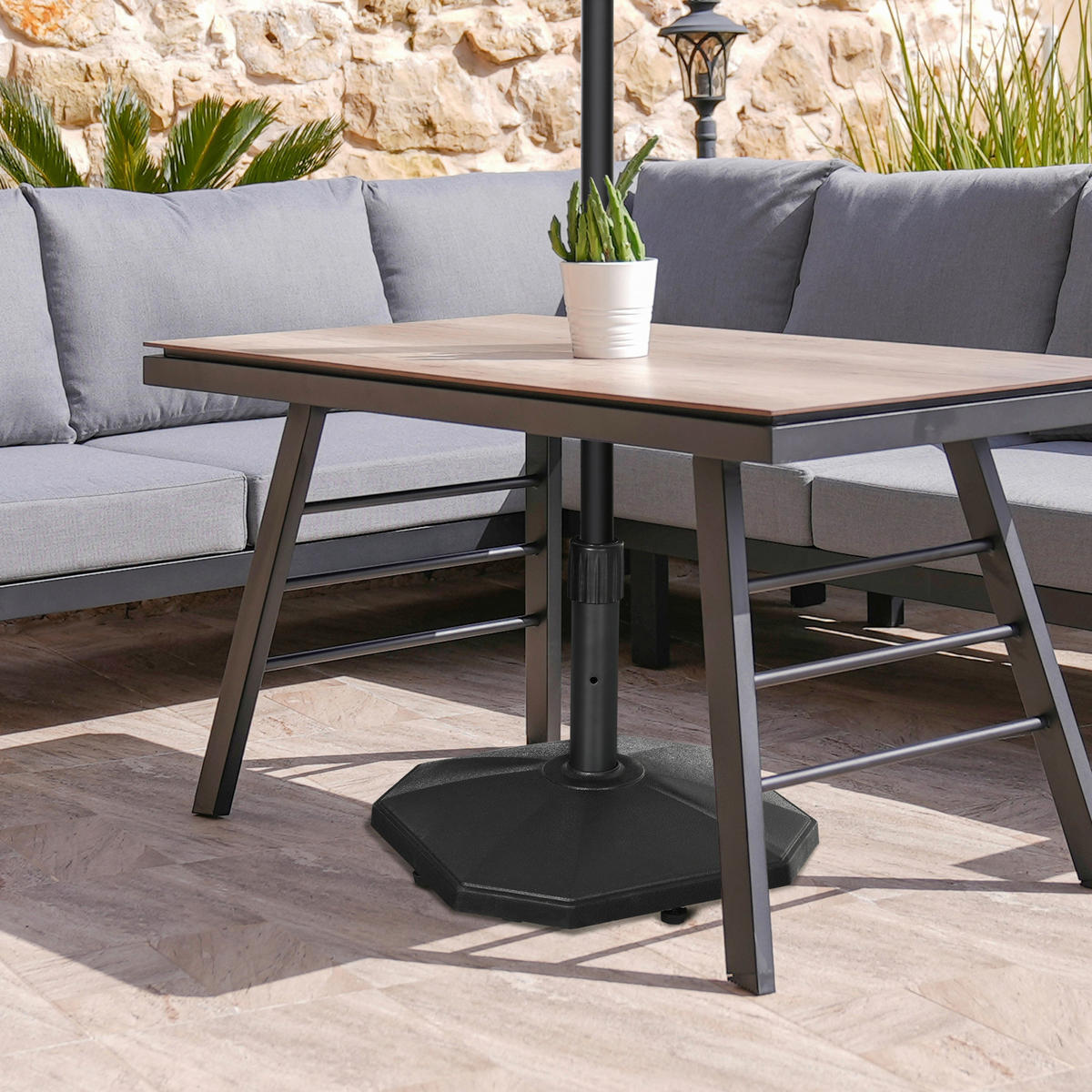 Outsunny Sonnenschirmständer schwarz Polyethylen B/H/L: ca. 46x39x46 cm Sonnenschirmständer - schwarz (46,00/46,00/39,00cm) - Outsunny