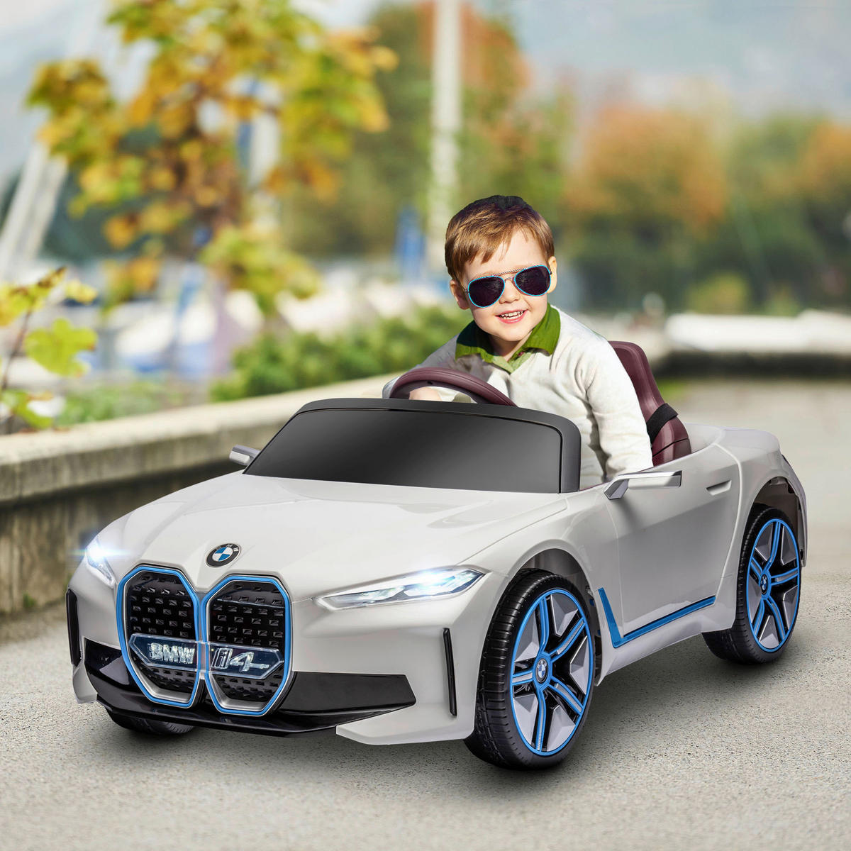 HOMCOM Kinderauto weiß B/H/L: ca. 67x115x45 cm Kinderfahrzeug - weiß (45,00/67,00/115,00cm) - HOMCOM