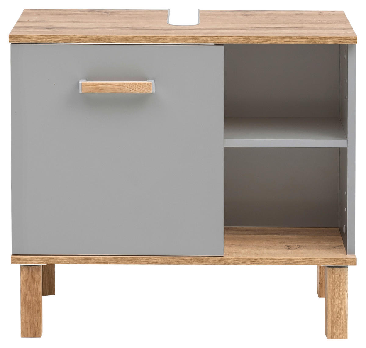 Waschbeckenunterschrank Padua grau Eiche Landhaus Nachbildung B/H/T: ca. 65,2x60,1x35 cm Padua - Eiche/grau (65,20/60,10/35,00cm) - Möbelpartner