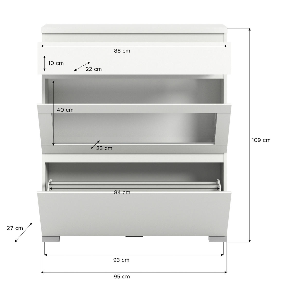 Schuhschrank Shoelove weiß B/H/T: ca. 95x109x27 cm Shoelove - weiß (95,00/109,00/27,00cm) - xonox.home