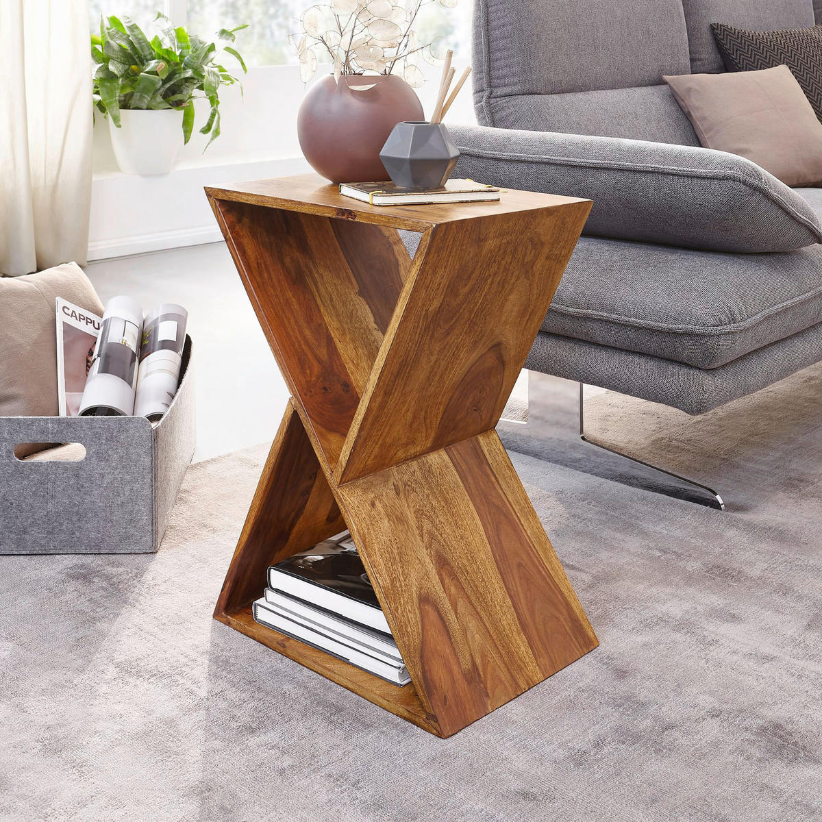 Beistelltisch rosenholz Nachbildung Holz B/H/T: ca. 43x60x30 cm Beistelltisch - rosenholz (43,00/60,00/30,00cm) - Wohnling