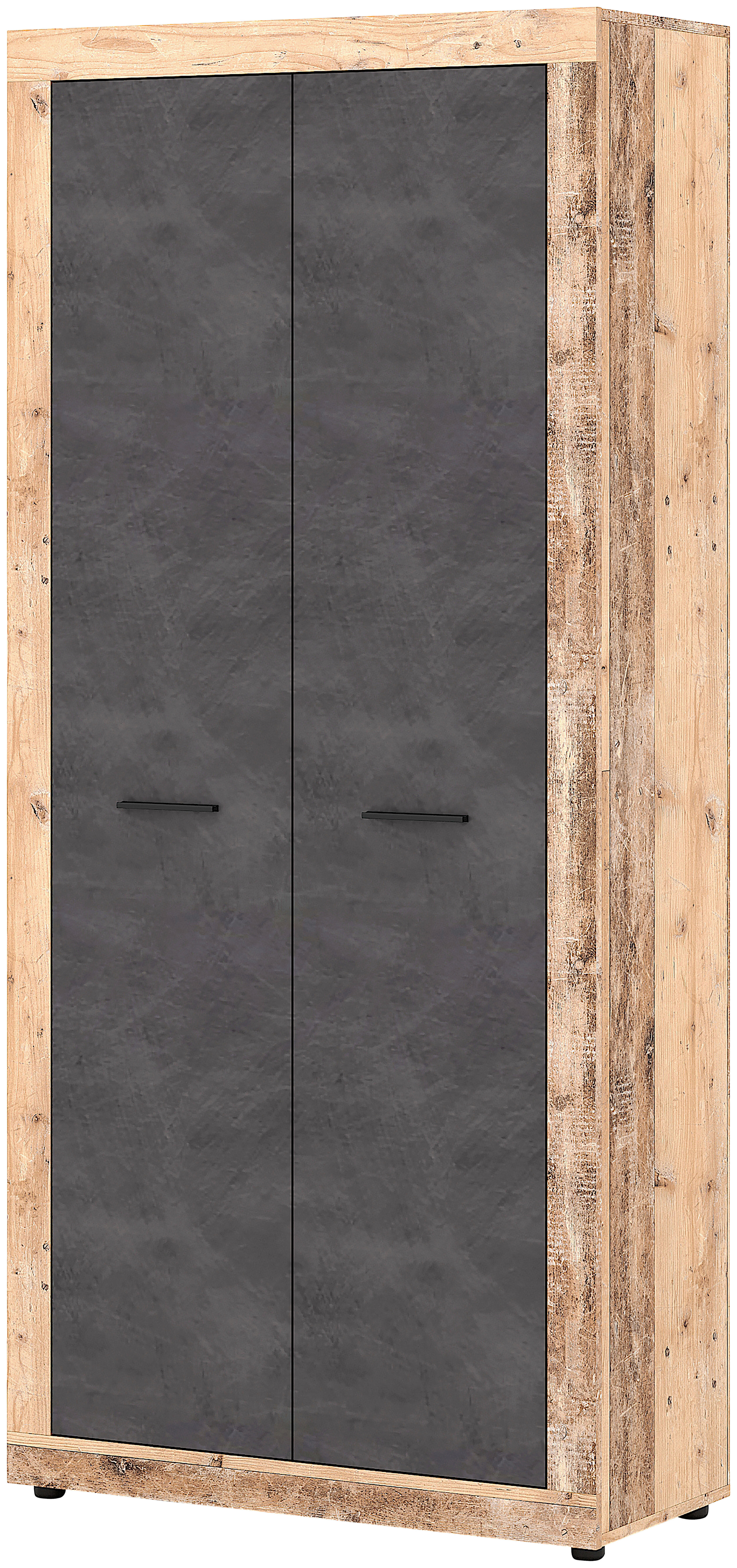 Garderobenschrank LUNA 2 Eiche Old Wood hell Nachbildung Eiche Matera Nachbildung Beton Optik B/H/T: ca. 89x198x40 cm LUNA 2 - Eiche/Beton (89,00/198,00/40,00cm) - WIPMEB