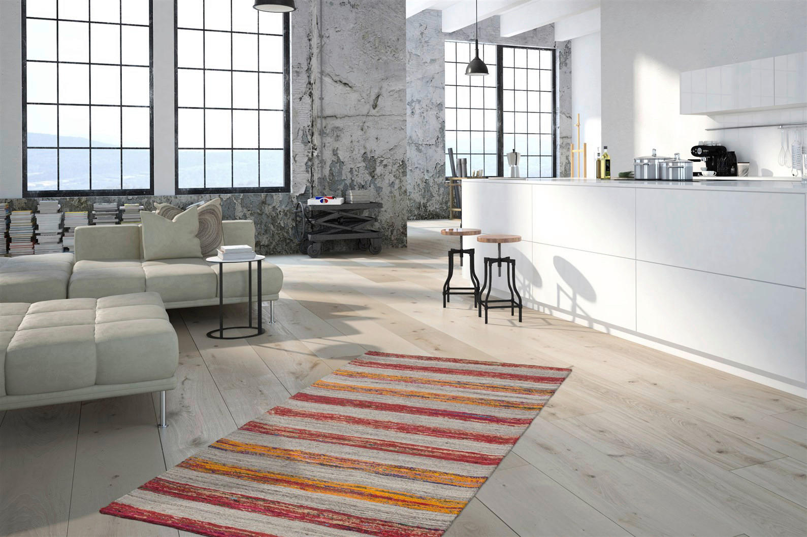 Kayoom Kurzflorteppich Duarte 210 rot B/L: ca. 120x170 cm Duarte 210 - creme/rot (120,00/170,00cm) - Kayoom