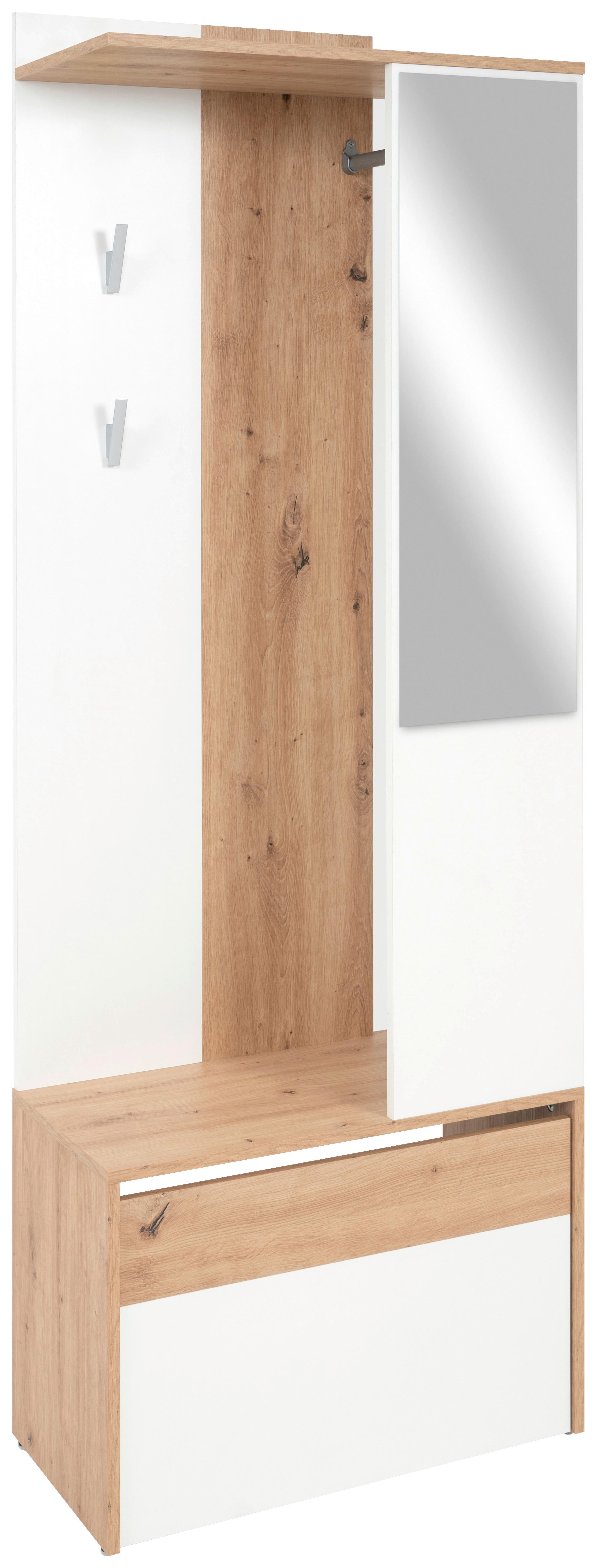 Kompaktgarderobe Gera 42A weiß Oak Artisan Nachbildung B/H/T: ca. 66x182x33 günstig online kaufen