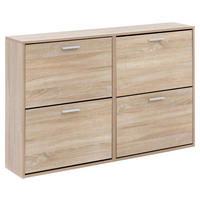 Schuhschrank Eiche Sonoma Nachbildung silber B/H/T: ca. 120x81x24 cm Schuhschrank - Eiche/silber (120,00/81,00/24,00cm) - Wohnling