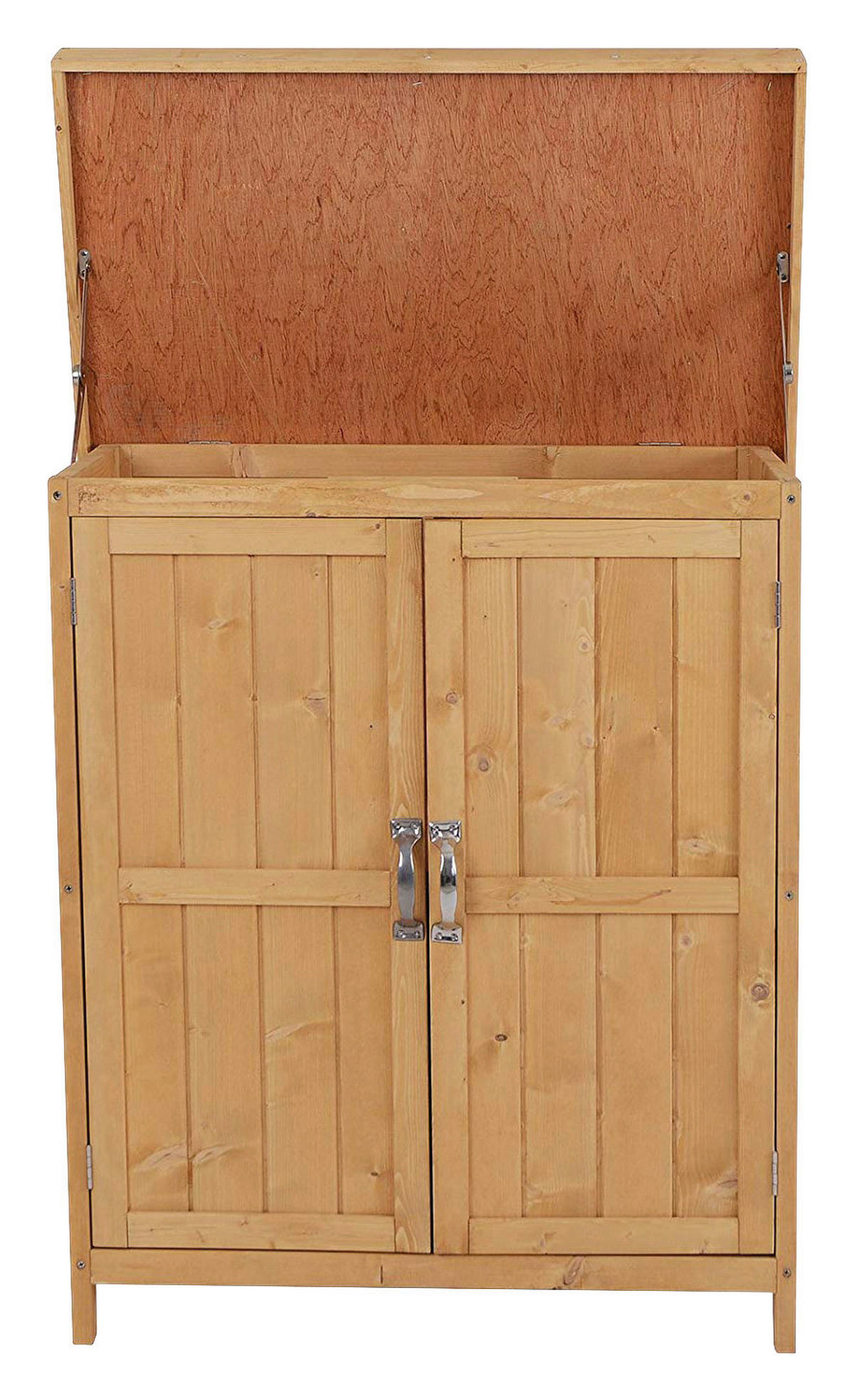 Outsunny Gartenschrank Gartenschrank_mit_2_Fächer - natur (74,00/43,00/88,00cm) - Outsunny