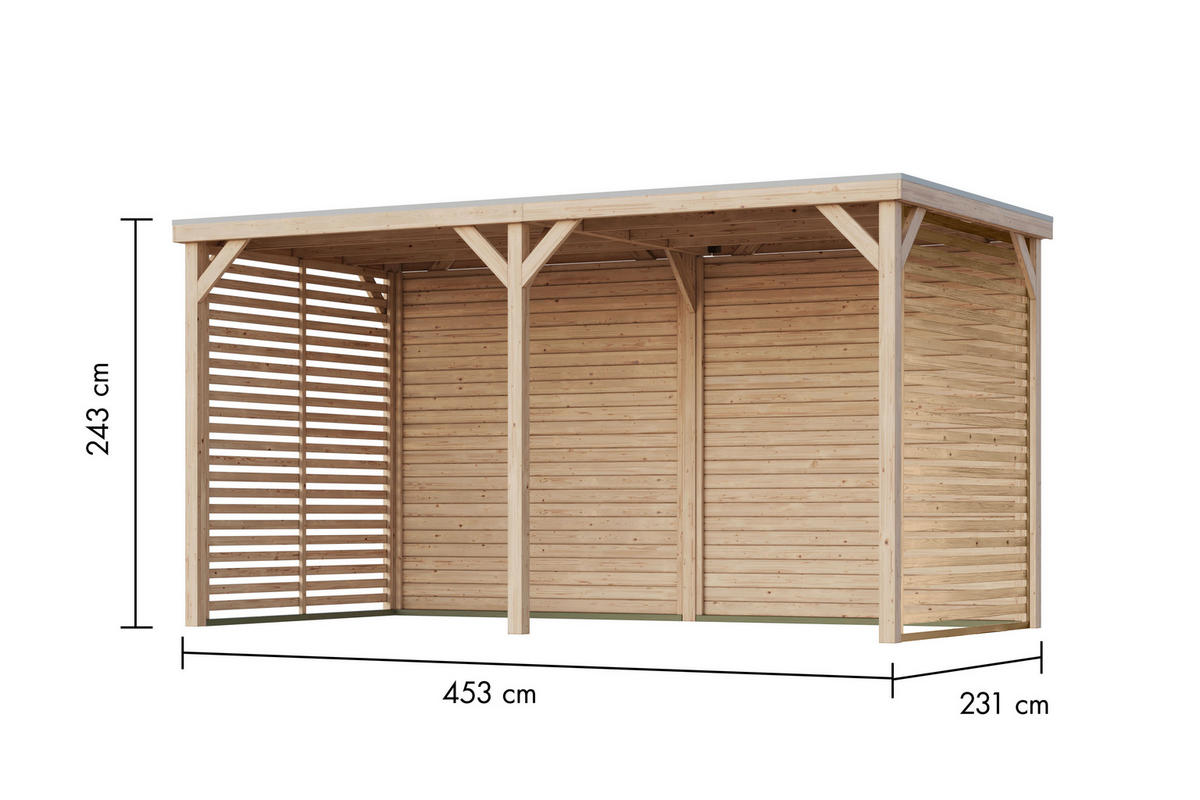 Karibu Pavillon Arizona natur Fichte B/H/T: ca. 453x243x231 cm Arizona - natur (453,00/243,00/231,00cm) - Karibu