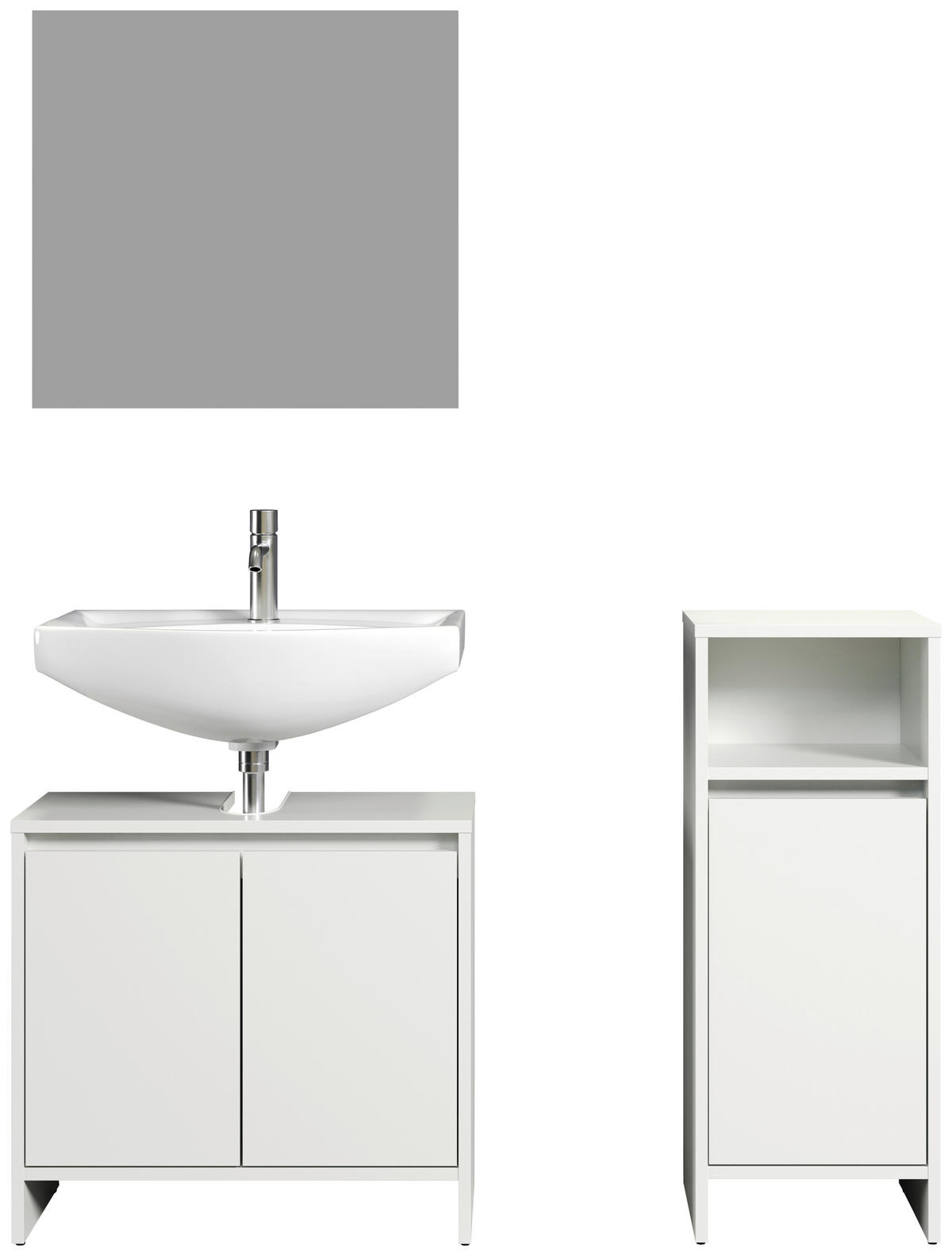 Badezimmer-Set Basix weiß matt grau B/H/T: ca. 107x164x28 cm Basix - weiß/grau (107,00/164,00/28,00cm) - Trendteam