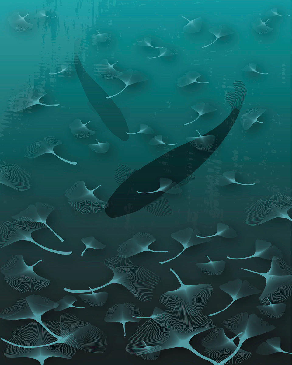 Komar Vlies-Fototapete Ginkgo, 200 x 250 cm / 4-tlg.