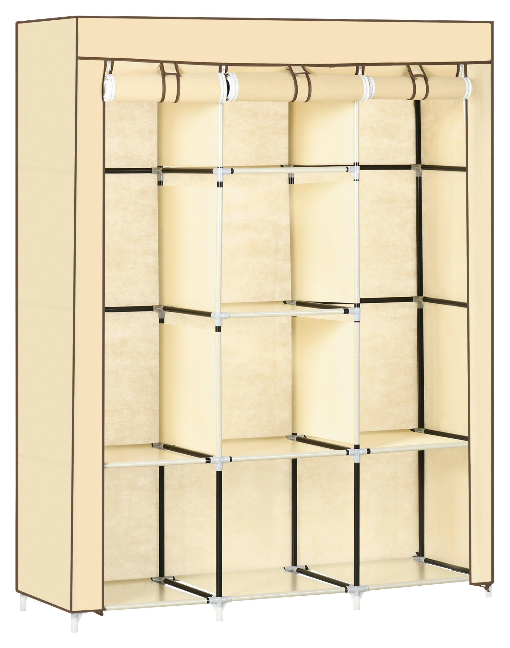 HOMCOM Kleiderschrank beige Edelstahl B/H/L: ca. 43x125x162,5 cm Stoffschrank - beige (162,50/43,00/125,00cm) - HOMCOM