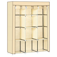 HOMCOM Kleiderschrank beige Edelstahl B/H/L: ca. 43x125x162,5 cm Stoffschrank - beige (162,50/43,00/125,00cm) - HOMCOM