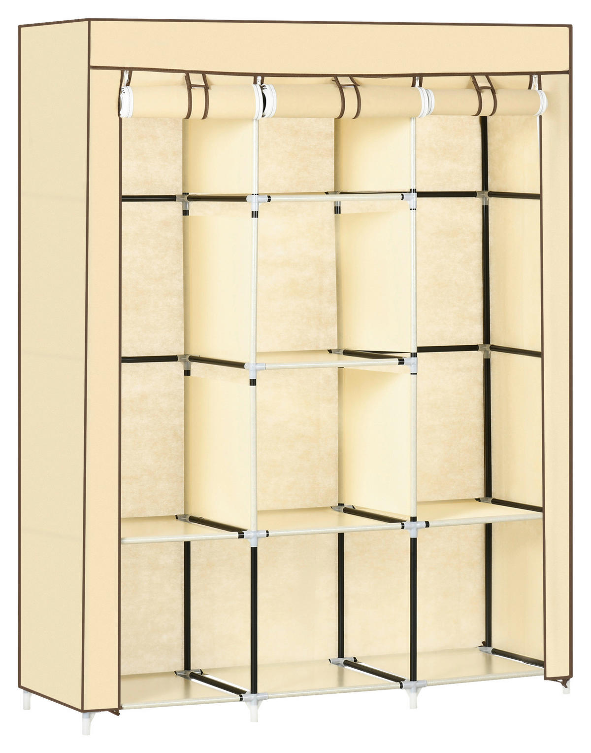 HOMCOM Kleiderschrank beige Edelstahl B/H/L: ca. 43x125x162,5 cm Stoffschrank - beige (162,50/43,00/125,00cm) - HOMCOM