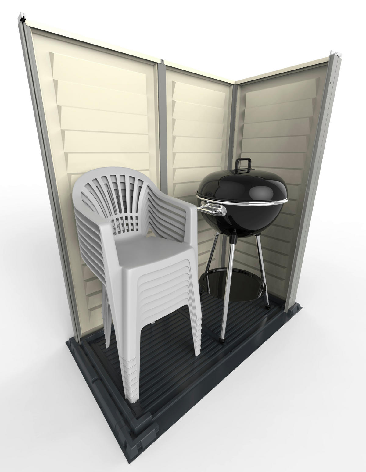 VCM Gerätehaus grau B/H/L: ca. 171x202x92 cm Gerätehaus mit Drehtür - grau (92,00/171,00/202,00cm) - VCM