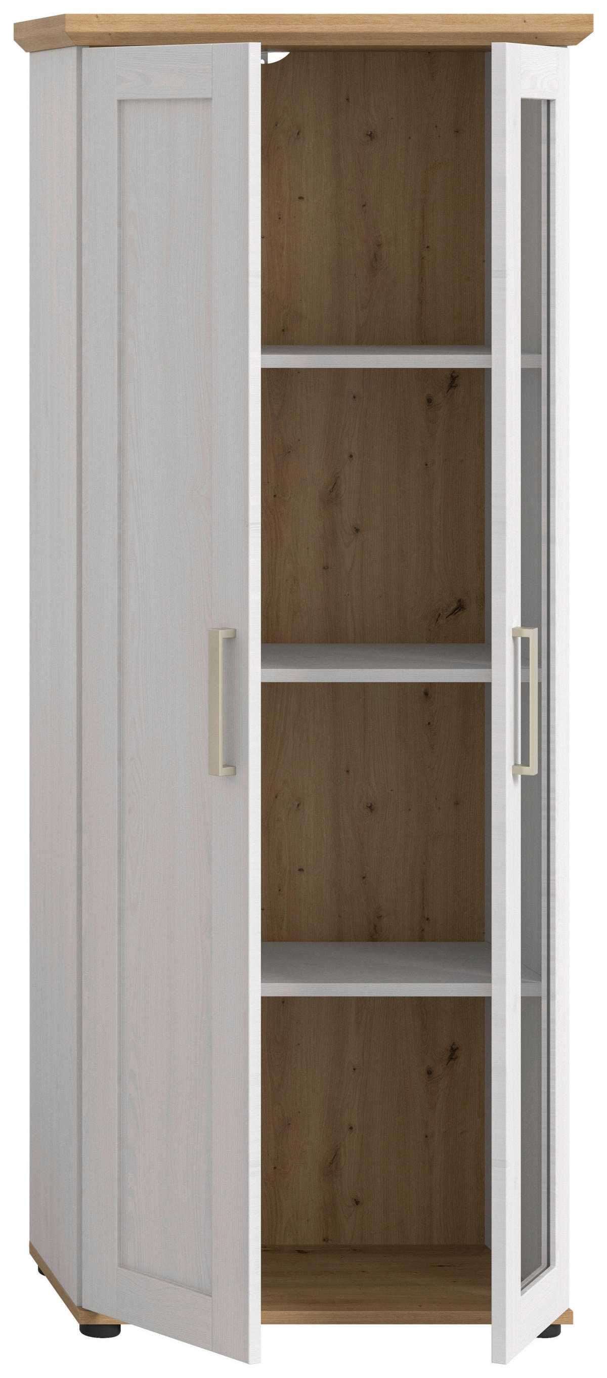Vitrinenschrank VERONA Lärche Nachbildung Eiche Nachbildung B/H/T: ca. 64x161x37 cm VERONA - Eiche/Lärche (64,00/161,00/37,00cm) - xonox.home