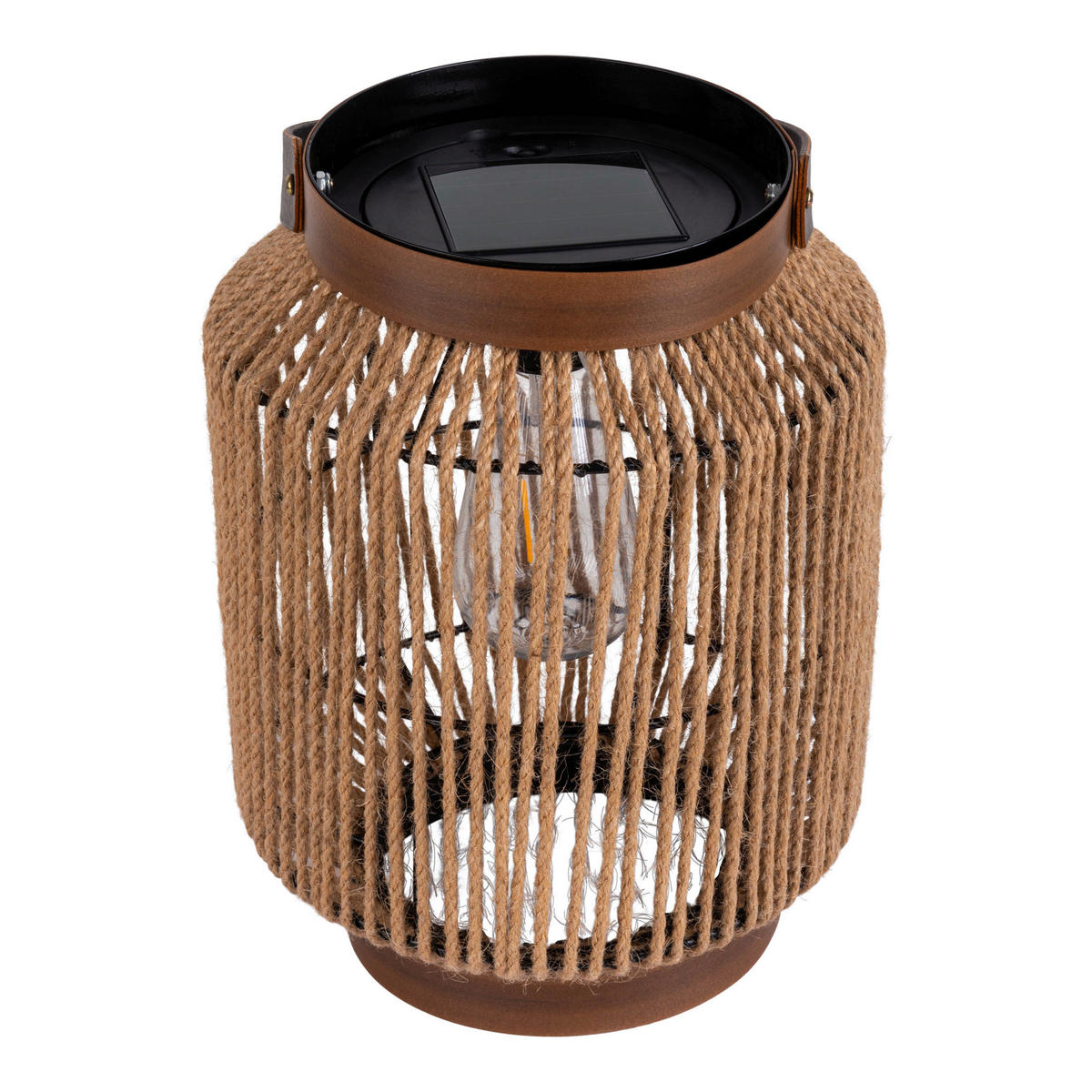 LED-Solarleuchte 5292727 natur Hanfseil Metall H/D: ca. 29x22 cm LED Solarleuchte "KORBINIAN" - natur (22,00/29,00cm) - Näve Leuchten