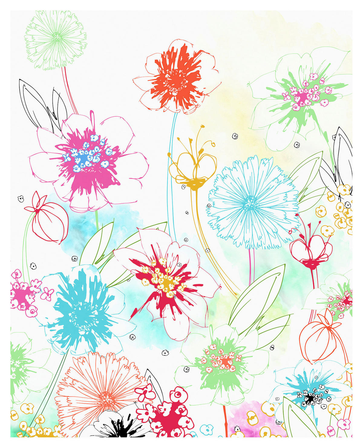 Komar Fototapete Joyful Blumen B/L: ca. 200x250 cm Joyful - (200,00/250,00cm) - Komar