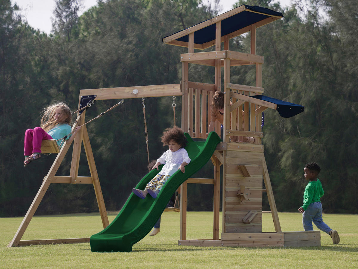 AXI Spielturm Malik braun B/H/L: ca. 345x270x336 cm Malik - braun/grün (336,00/345,00/270,00cm) - AXI