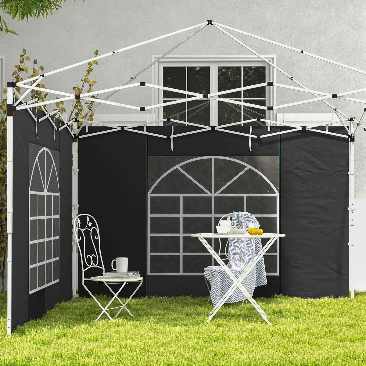 Outsunny Seitenteile für Pavillon schwarz Polyester B/H/L: ca. 295x195x0,01 cm Seitenteile für Pavillon - schwarz (0,01/295,00/195,00cm) - Outsunny