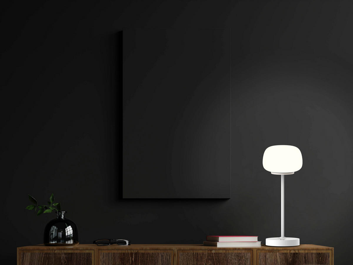 Näve Leuchten LED-Tischleuchte weiß Metall Glas B/H/T/D: ca. 10,5x30x10,5x10,5 cm PINA - weiß (10,50/30,00/10,50cm) - Näve Leuchten