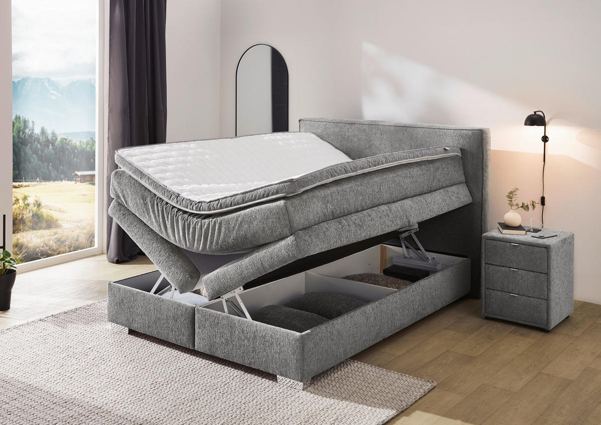 Boxspringbett  grau dunkel Liegefläche B/L: ca. 140x200 cm Theresa_Boxspringbett - grau (154,00/116,00/217,00cm)