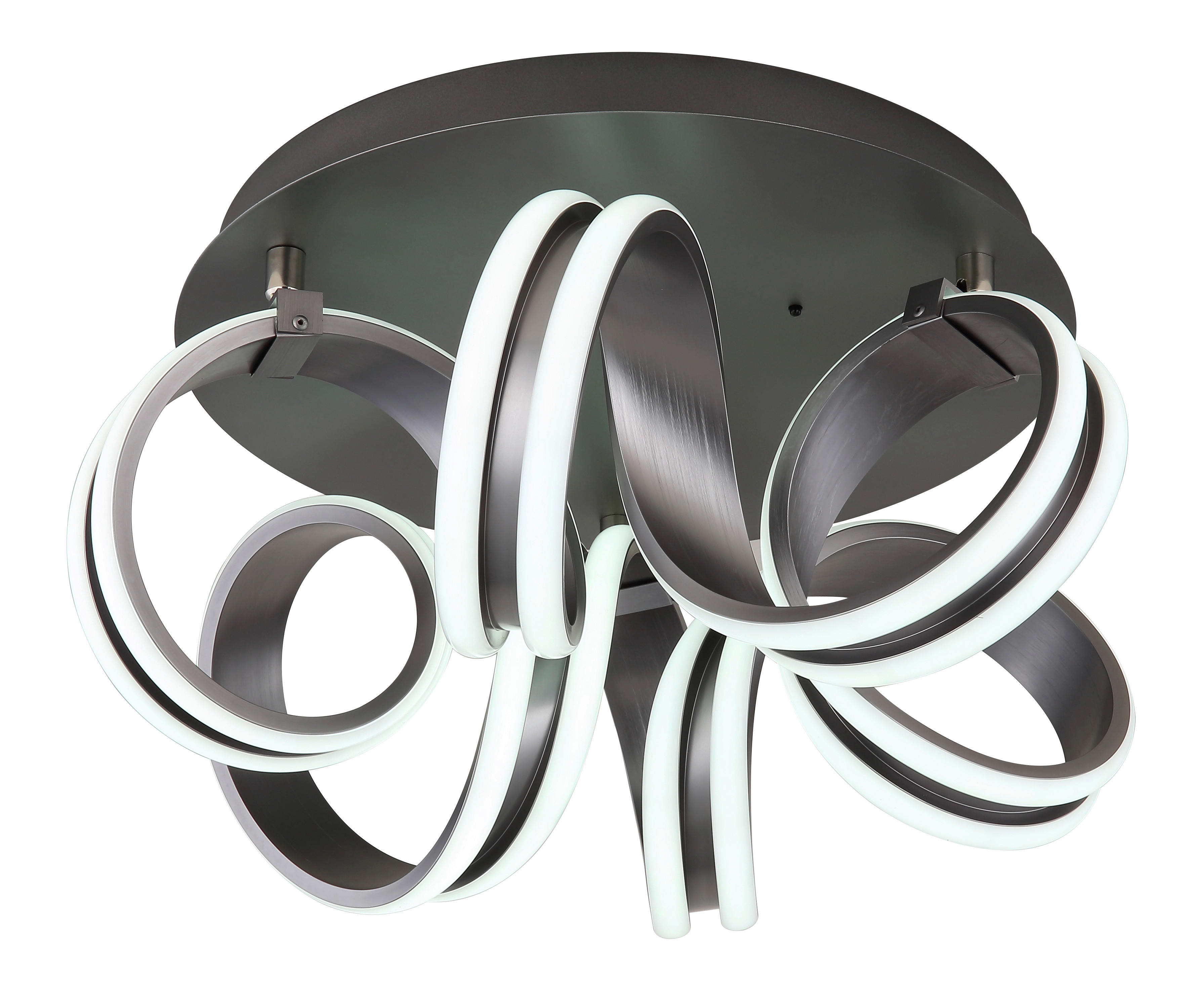 GLOBO Deckenleuchte dunkelgrau Opal Metall Aluminium H/D: ca. 25x46 cm 1 Brennstellen Kuni - Opal/dunkelgrau (46,00/25,00cm) - GLOBO
