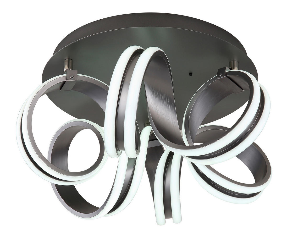 GLOBO Deckenleuchte dunkelgrau Opal Metall Aluminium H/D: ca. 25x46 cm 1 Brennstellen Kuni - Opal/dunkelgrau (46,00/25,00cm) - GLOBO