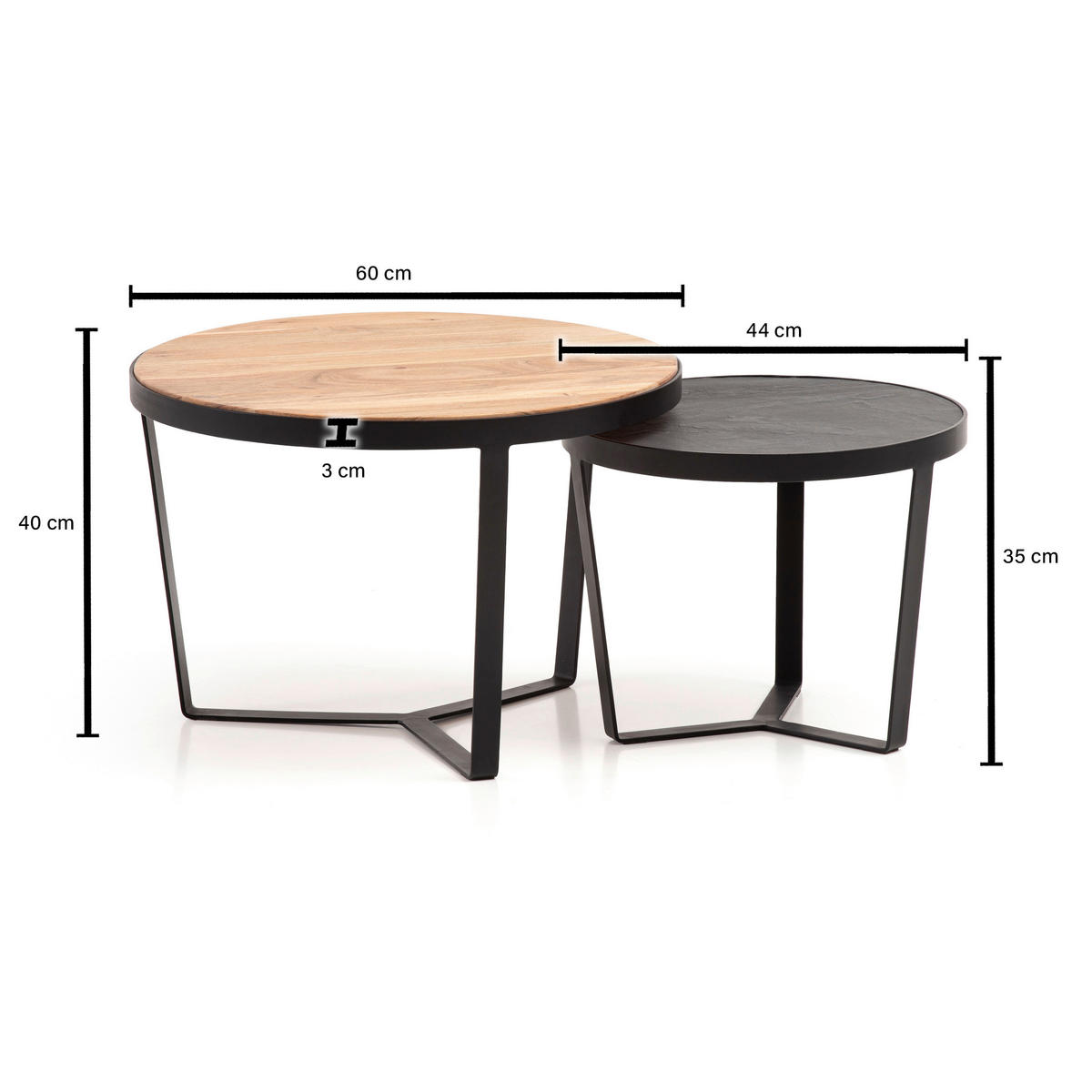 Couchtisch 2er.-Set.  B/H/T: ca. 60x40x60 cm 2er.-Set. - (60,00/40,00/60,00cm) - Wohnling