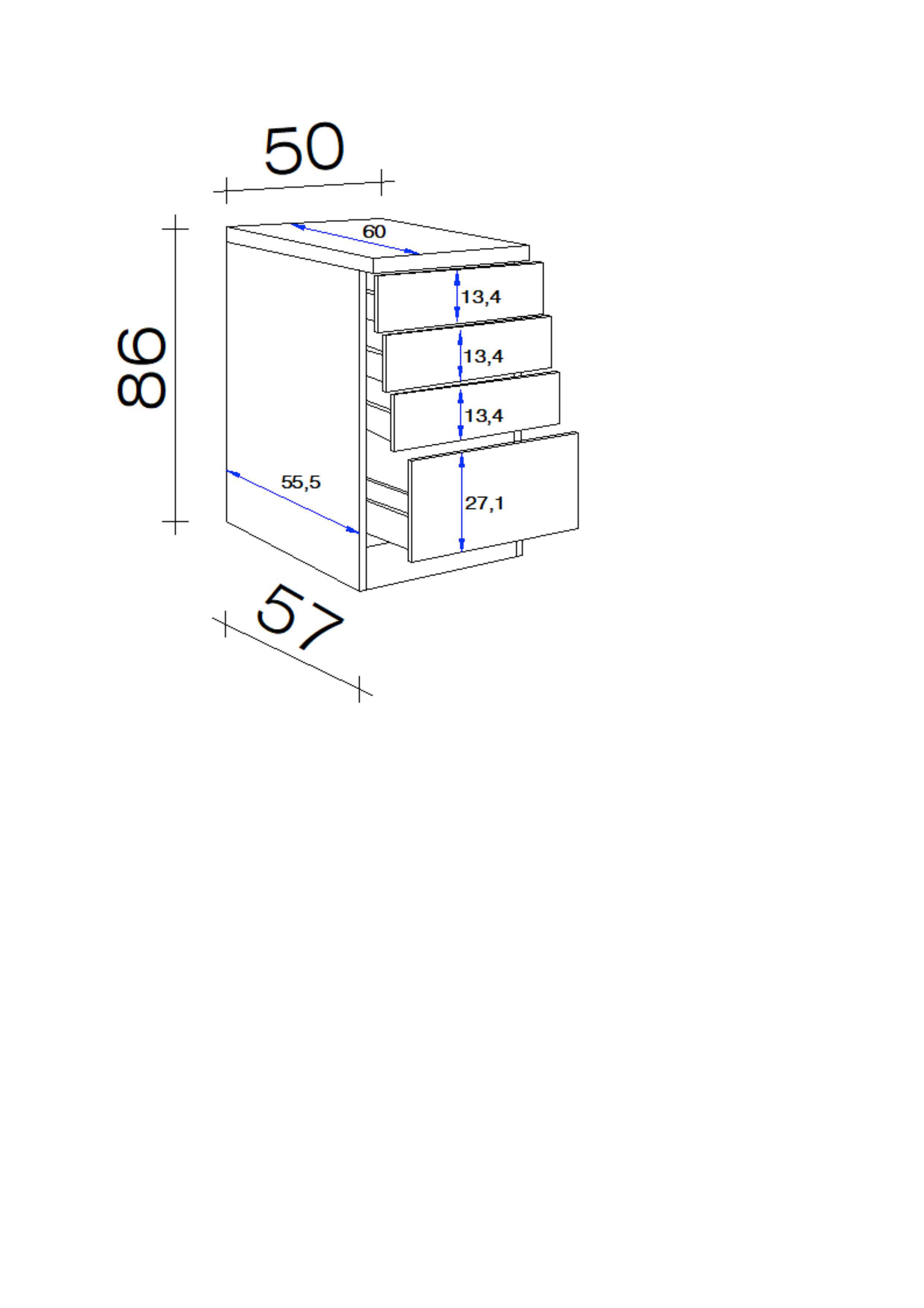 Schubkastenschrank Elva anthrazit B/H/T: ca. 50x86x60 cm Elva - Eiche/anthrazit (50,00/86,00/60,00cm) - Flex-Well