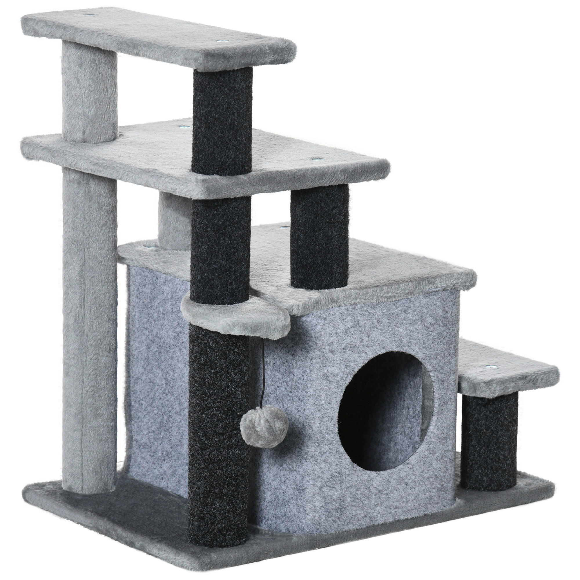 PawHut Haustiertreppe grau Spanplatte B/H/L: ca. 40x66x60 cm Haustiertreppe - schwarz/grau (60,00/40,00/66,00cm) - PawHut