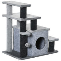 PawHut Haustiertreppe grau Spanplatte B/H/L: ca. 40x66x60 cm Haustiertreppe - schwarz/grau (60,00/40,00/66,00cm) - PawHut