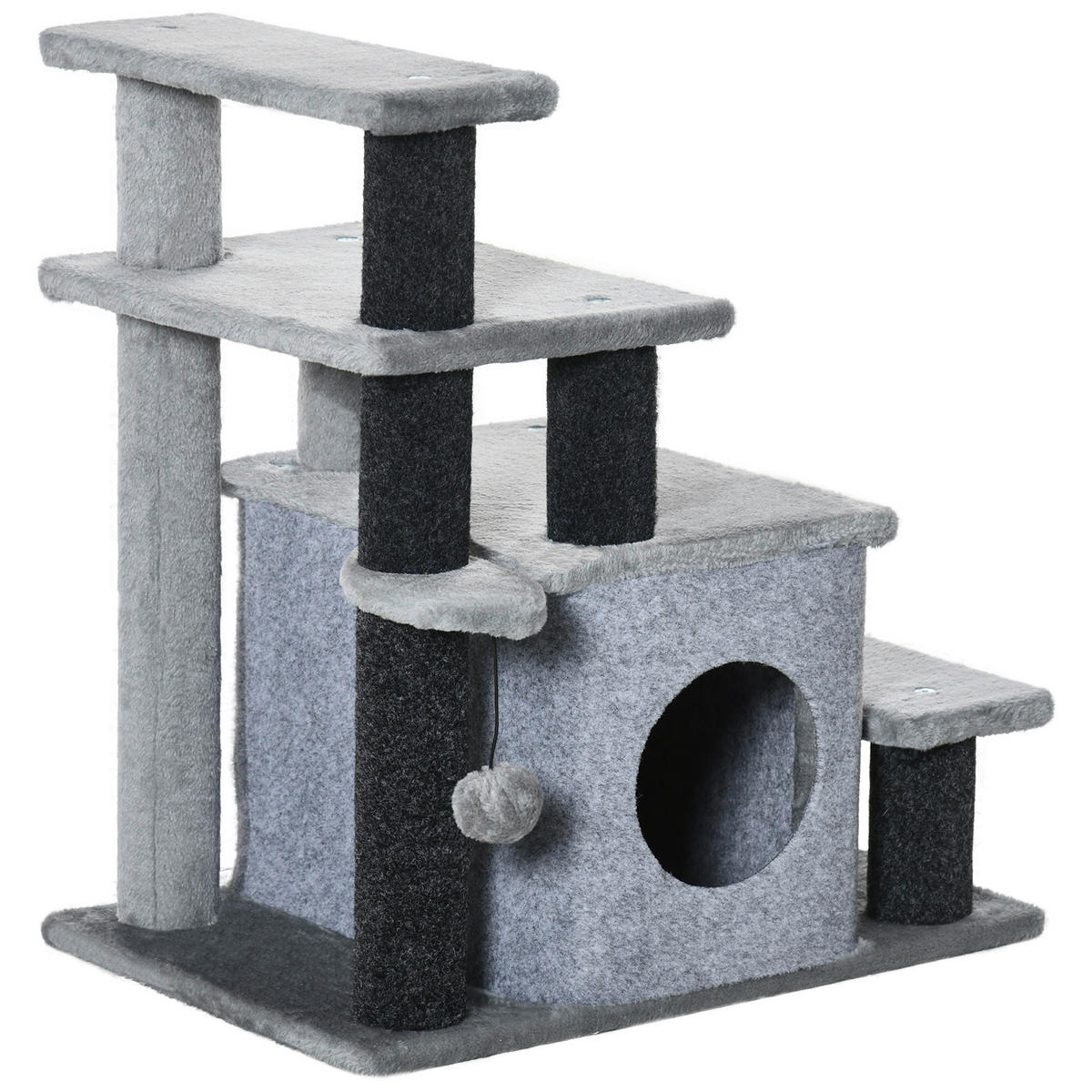 PawHut Haustiertreppe grau Spanplatte B/H/L: ca. 40x66x60 cm Haustiertreppe - schwarz/grau (60,00/40,00/66,00cm) - PawHut