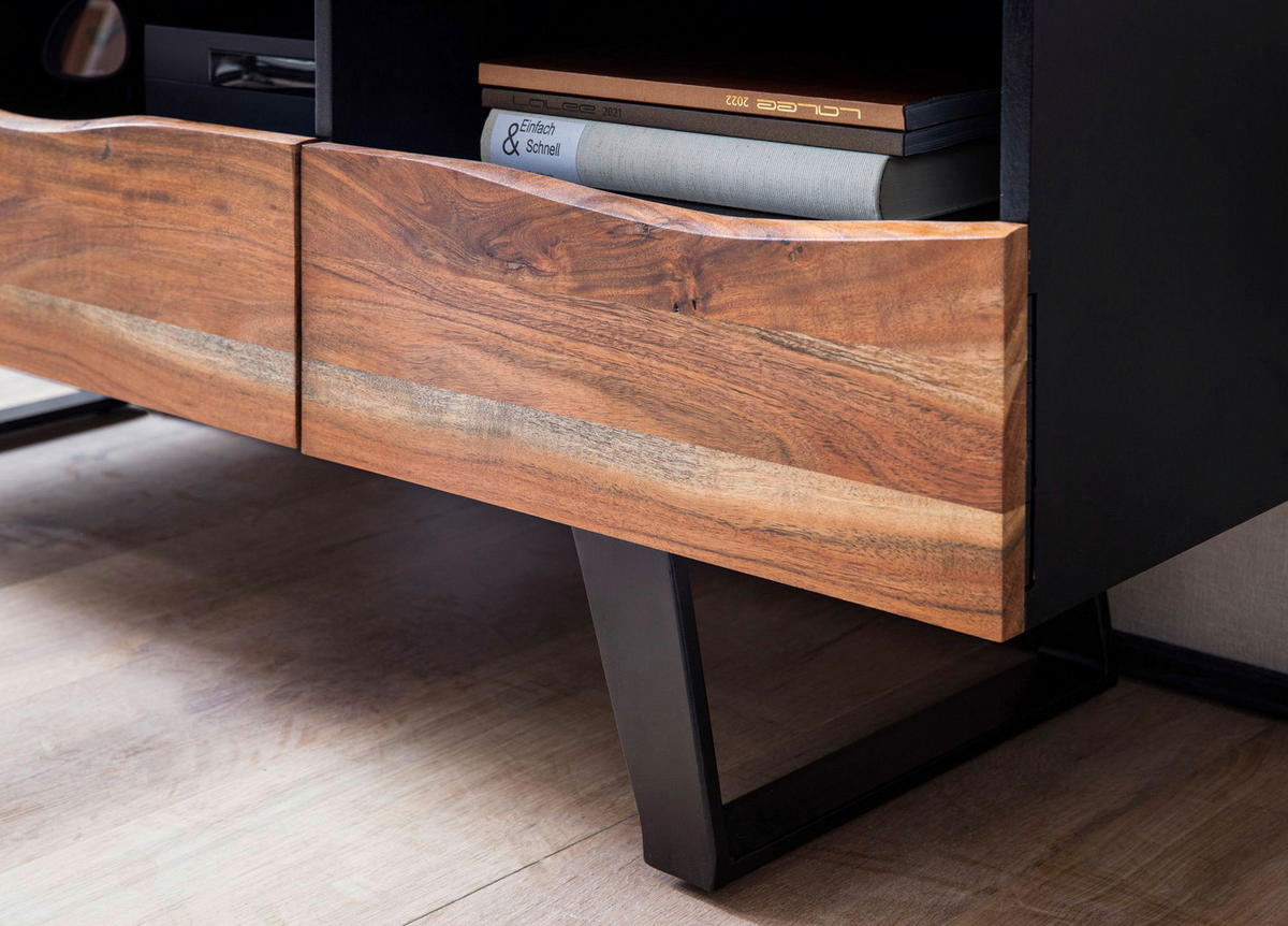 Lowboard schwarz lackiert B/H/T: ca. 140x50x40 cm TV & Lowboard - schwarz (140,00/50,00/40,00cm) - Wohnling