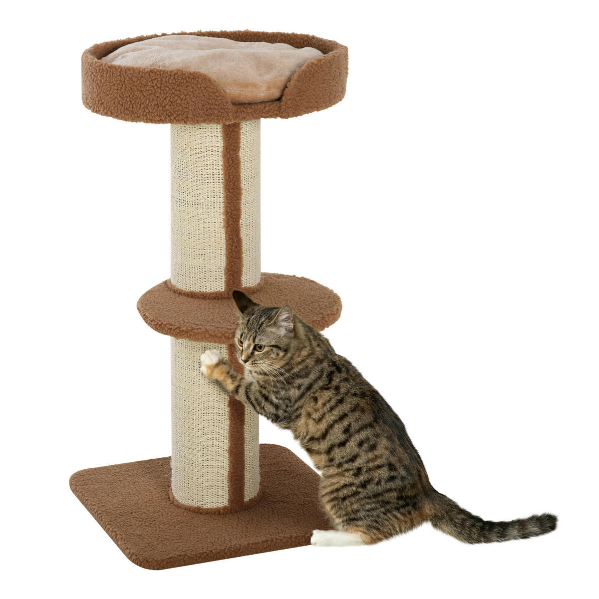 PawHut Kratzbaum hellbraun Edelstahl B/H/L: ca. 45x45x91 cm Kratzbaum - hellbraun (91,00/45,00/45,00cm) - PawHut