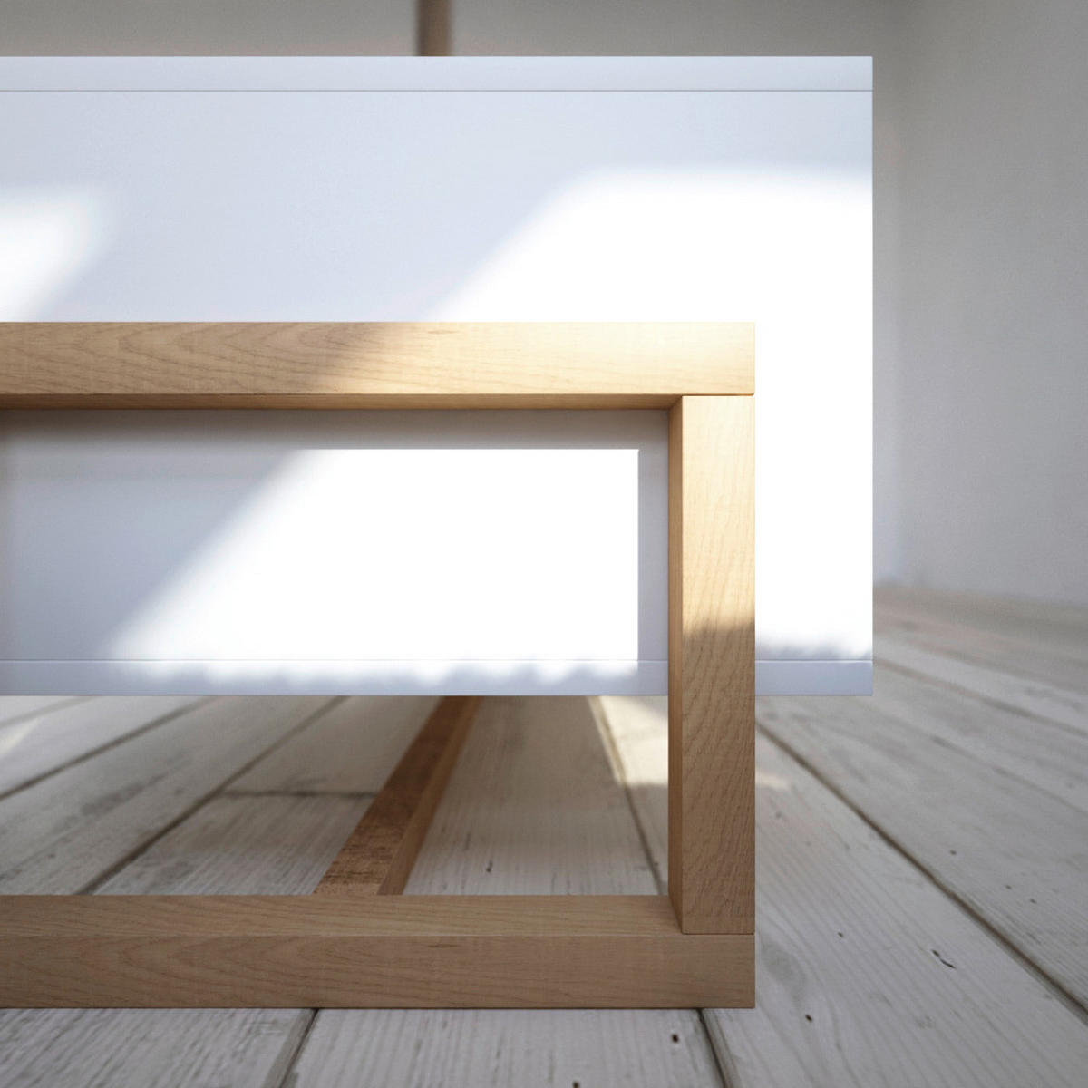 Couchtisch Oslo weiß matt Eiche Nachbildung B/H/T: ca. 119,2x41,3x50 cm Oslo - Eiche/weiß (119,20/41,30/50,00cm) - WIPMEB