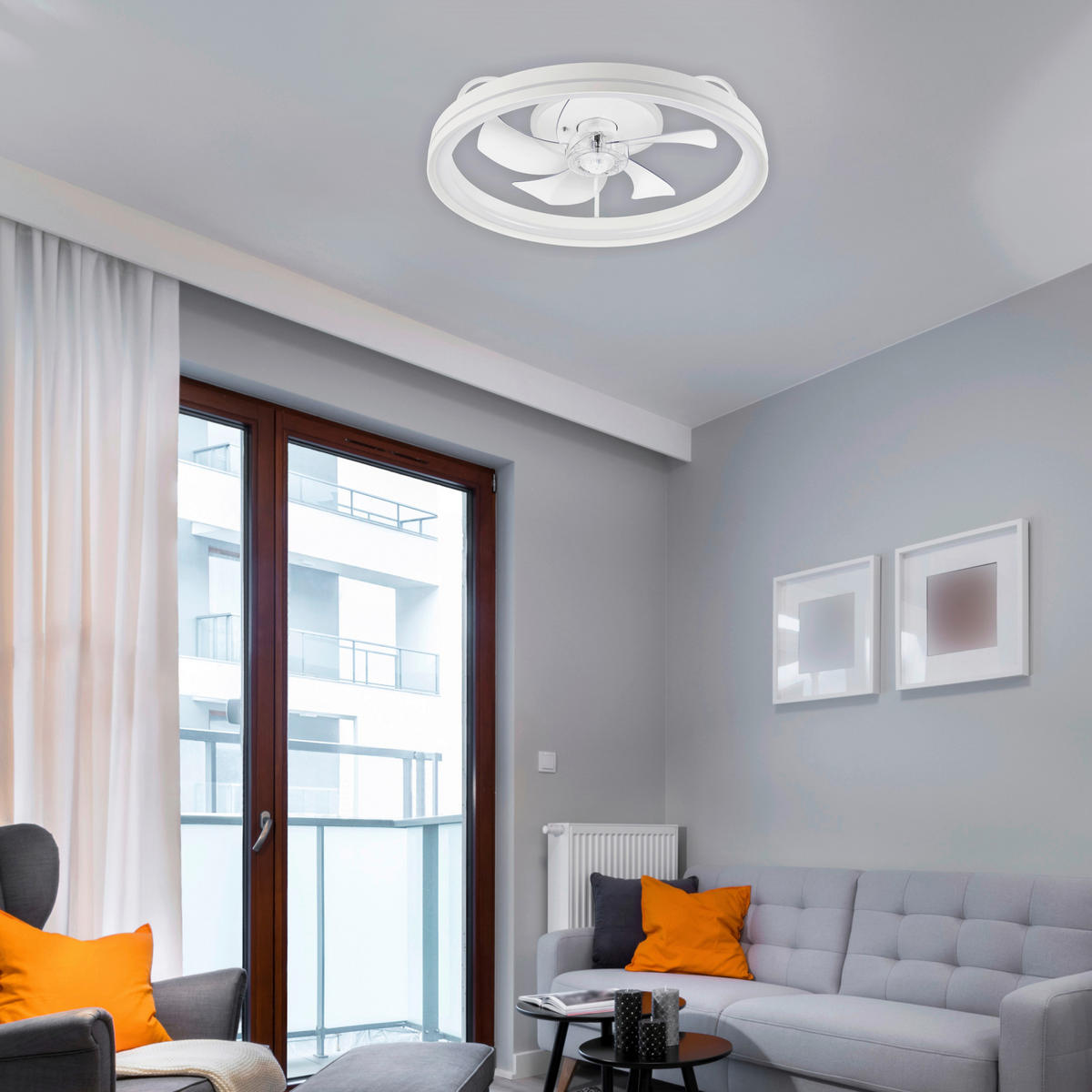 Lamkur LED-Deckenventilator FALCO 49885 weiß H/L: ca. 17x50 cm max. 40 W Falco - weiß (50,00cm) - Lamkur