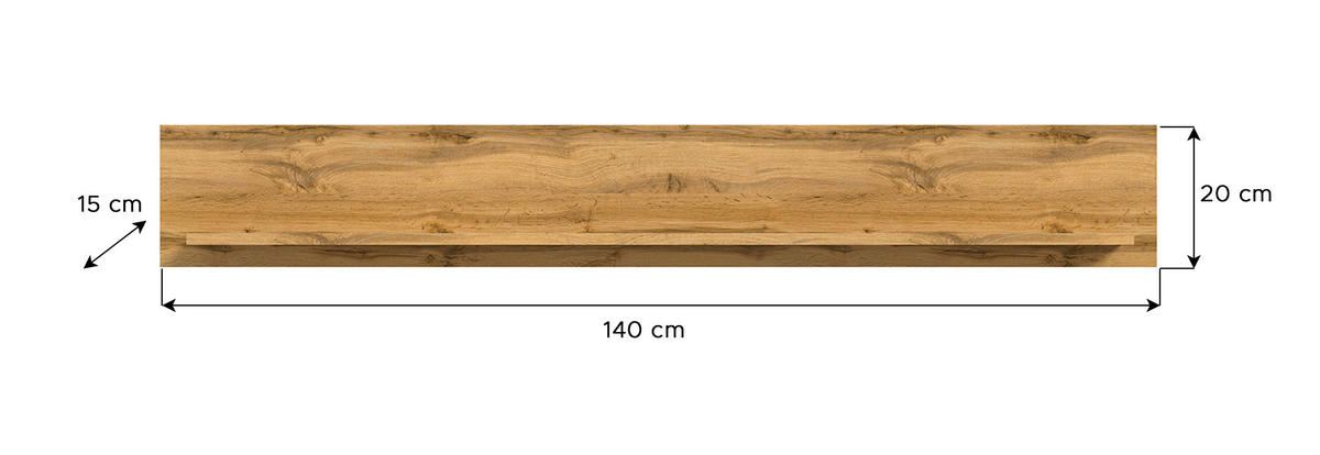 Wandboard Jam Eiche Wotan Nachbildung weiß B/H/T: ca. 140x20x15 cm Jam - Eiche/weiß (140,00/20,00/15,00cm) - xonox.home