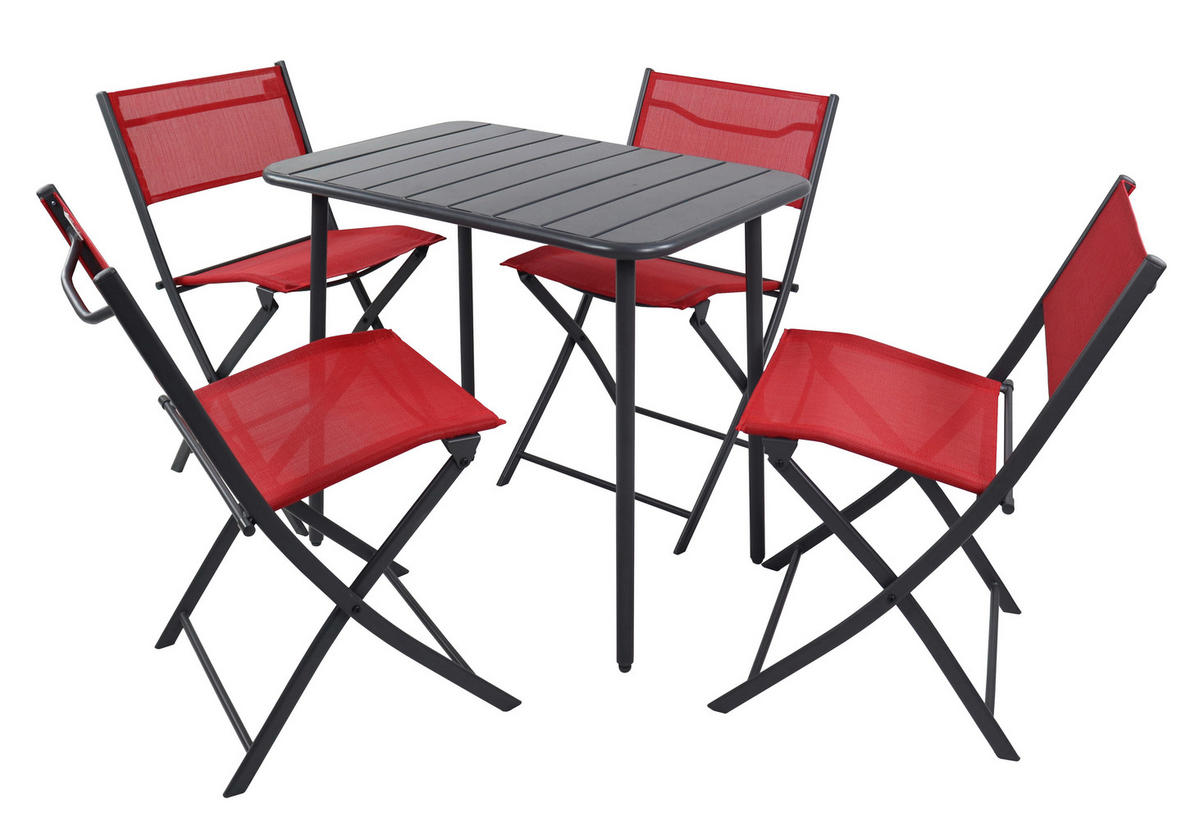 VCM Gartensitzgruppe Sumila rot Stahl B/H/L: ca. 80x72x55 cm Sumila - rot (55,00/80,00/72,00cm) - VCM