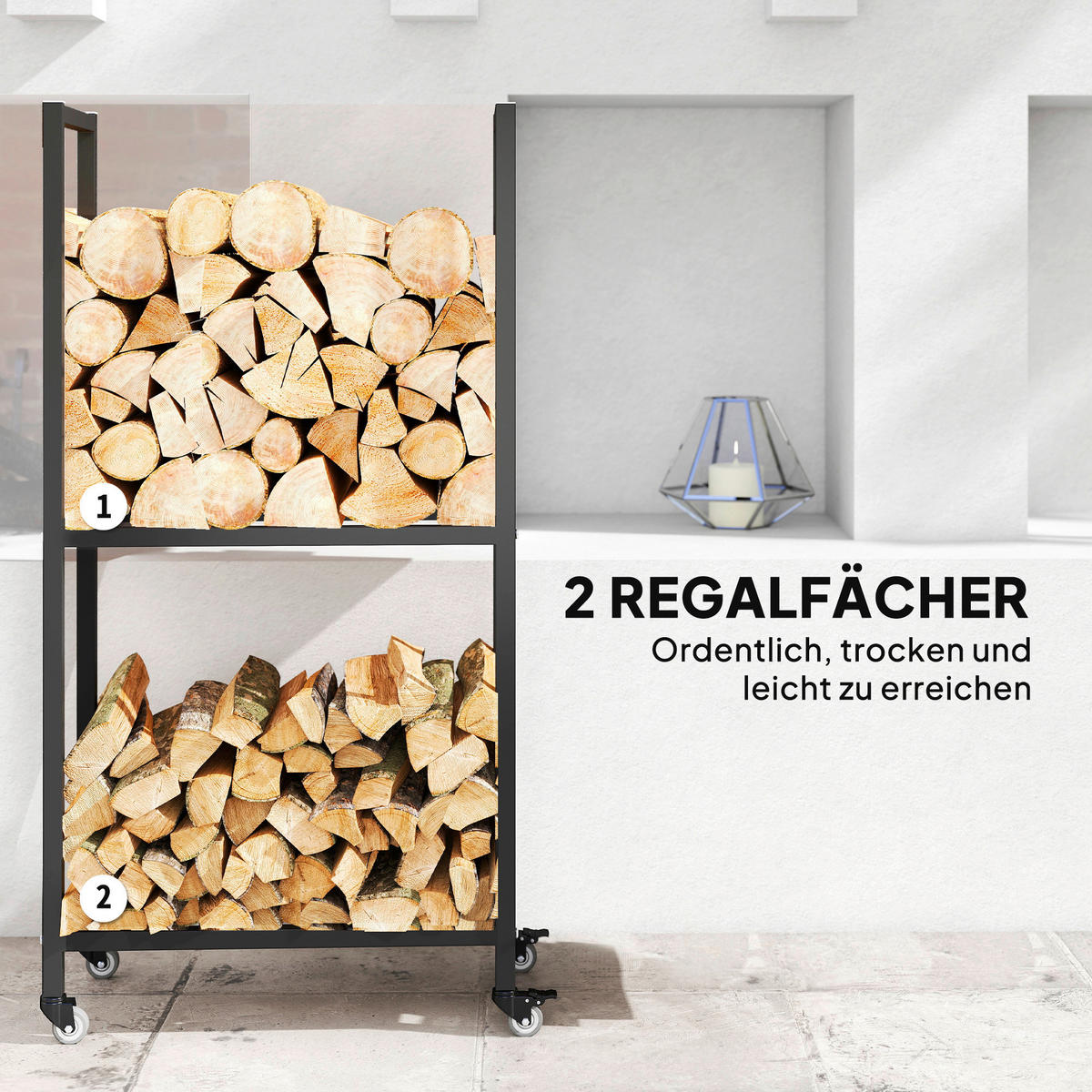 Outsunny Kaminholzregal schwarz B/H/L: ca. 30x119x60 cm Kaminholzregal - schwarz (60,00/30,00/119,00cm) - Outsunny