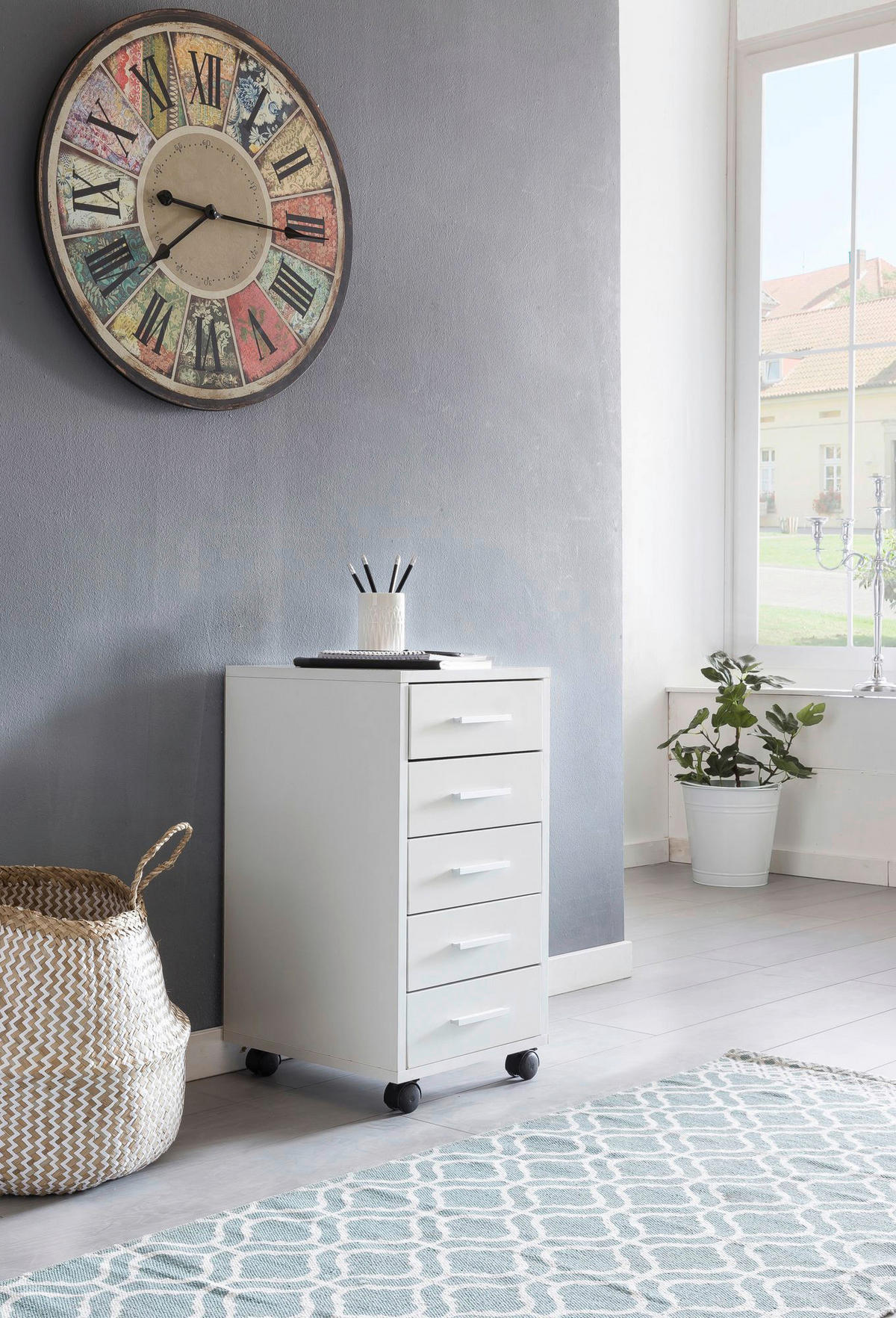 Rollcontainer braun Spanplatte B/H/T: ca. 33x63x63 cm Rollcontainer - braun (33,00/63,00/63,00cm) - Wohnling