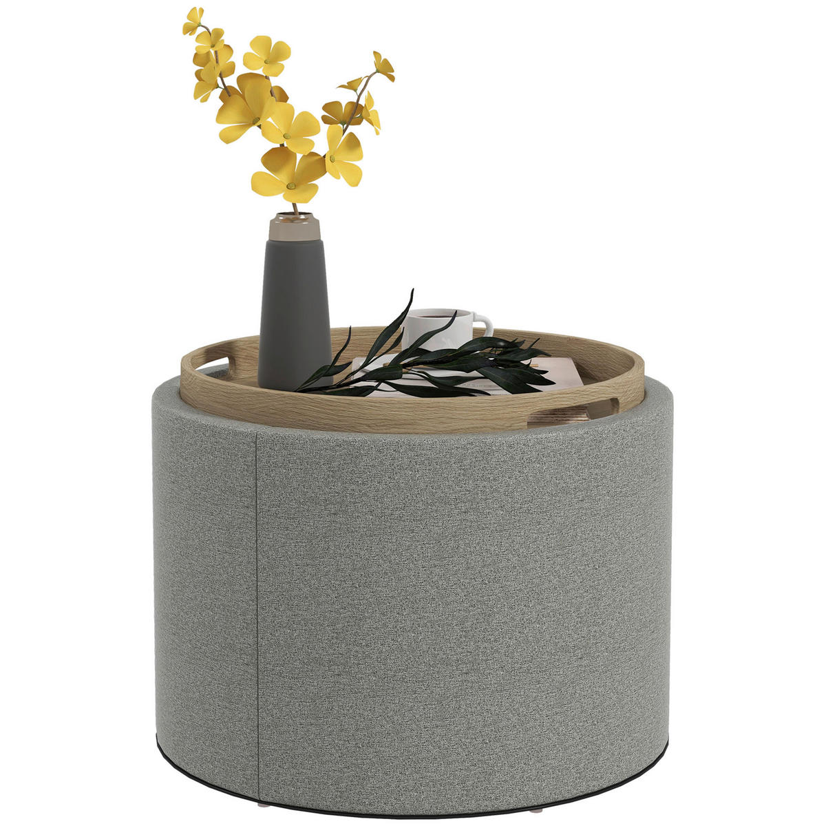 HOMCOM Hocker grau B/H/L: ca. 56x56x42 cm Polsterhocker - grau (42,00/56,00/56,00cm) - HOMCOM