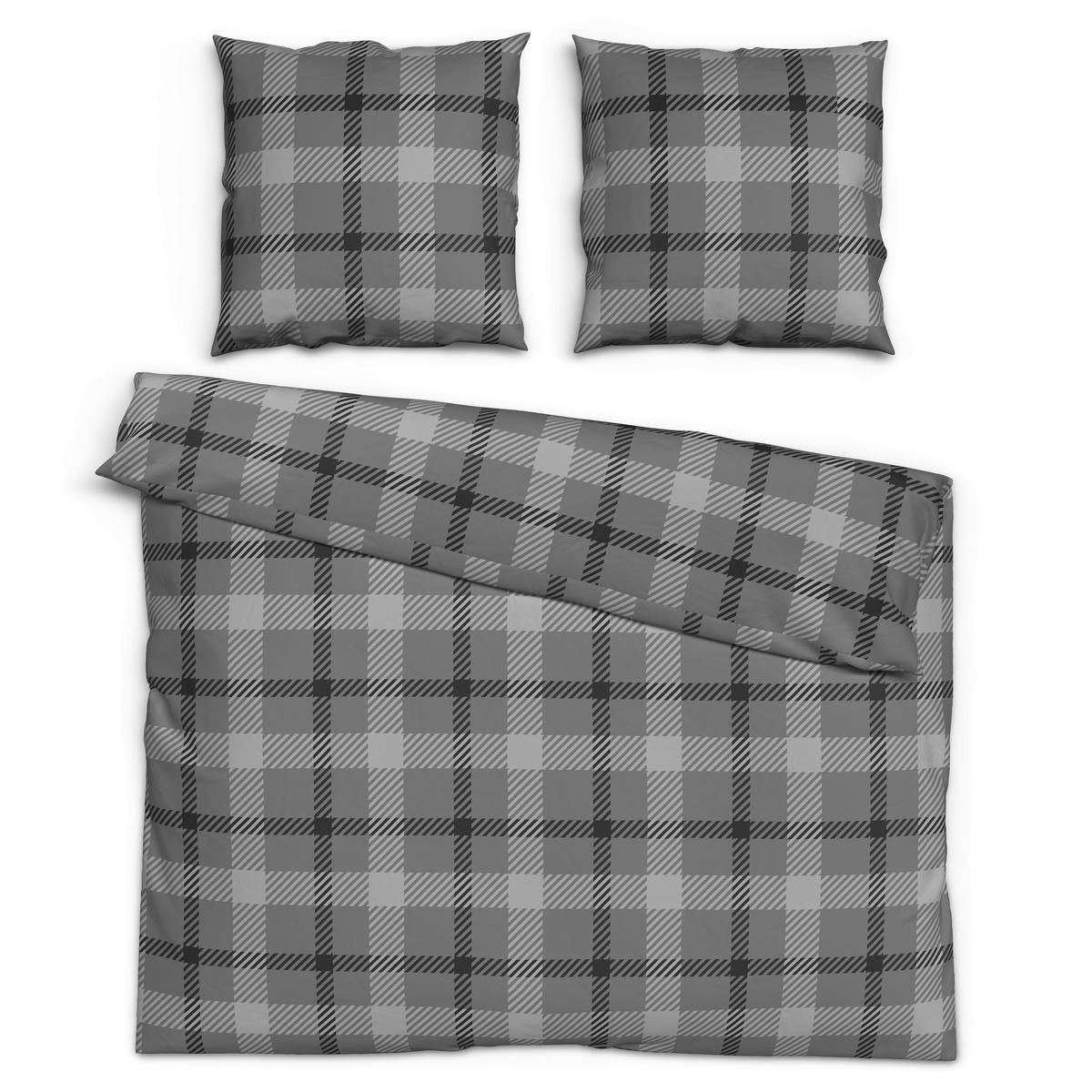 Baumwoll Bettwäsche Biber Bettwäsche_Biber_Balthasar 200x200 - dunkelgrau (200,00/200,00cm) - beau rêve