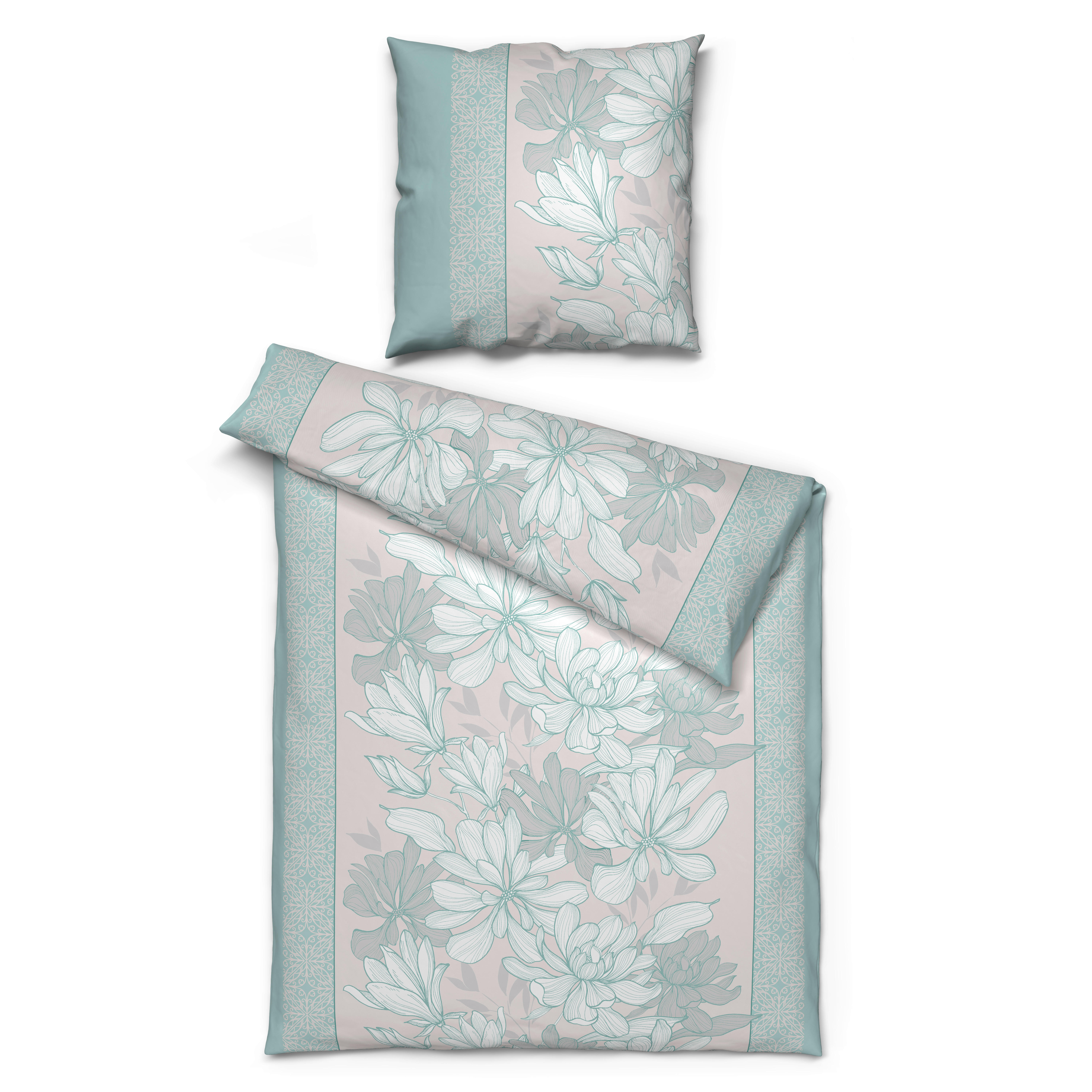 Baumwoll Bettwäsche Cotton touch Bettwäsche_Cotton-Touch Heidi - mint/grau (135,00/200,00cm) - Sensation