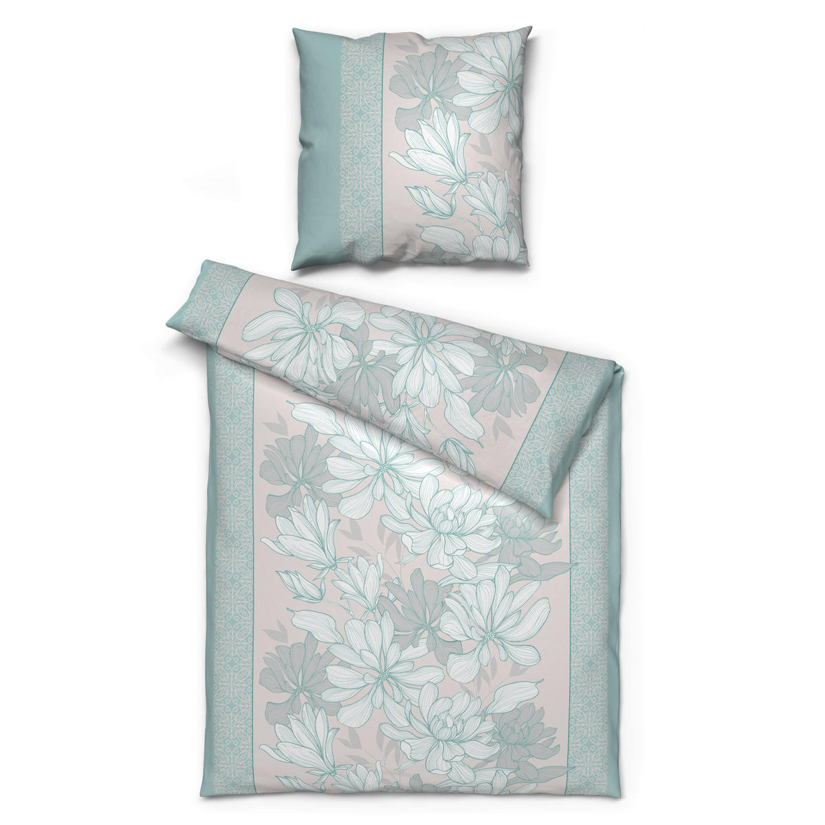 Baumwoll Bettwäsche Cotton touch Bettwäsche_Cotton-Touch Heidi - mint/grau (135,00/200,00cm) - Sensation