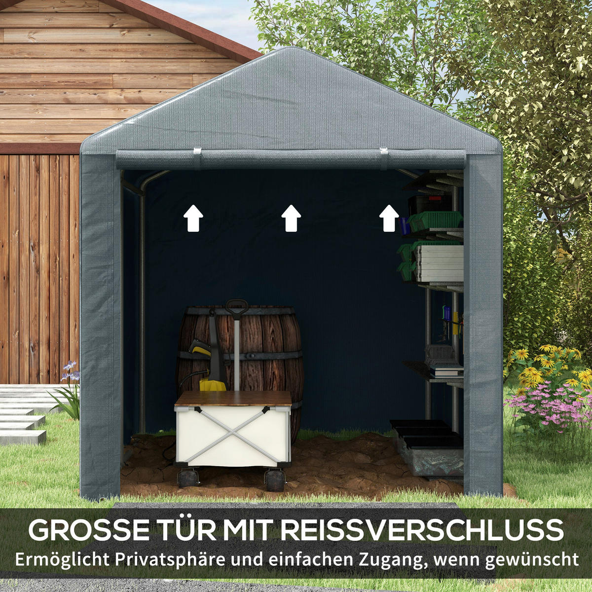 Outsunny Garagenzelt dunkelgrau Polyester B/H/L: ca. 218x172x160 cm Garagenzelt - dunkelgrau (160,00/218,00/172,00cm) - Outsunny